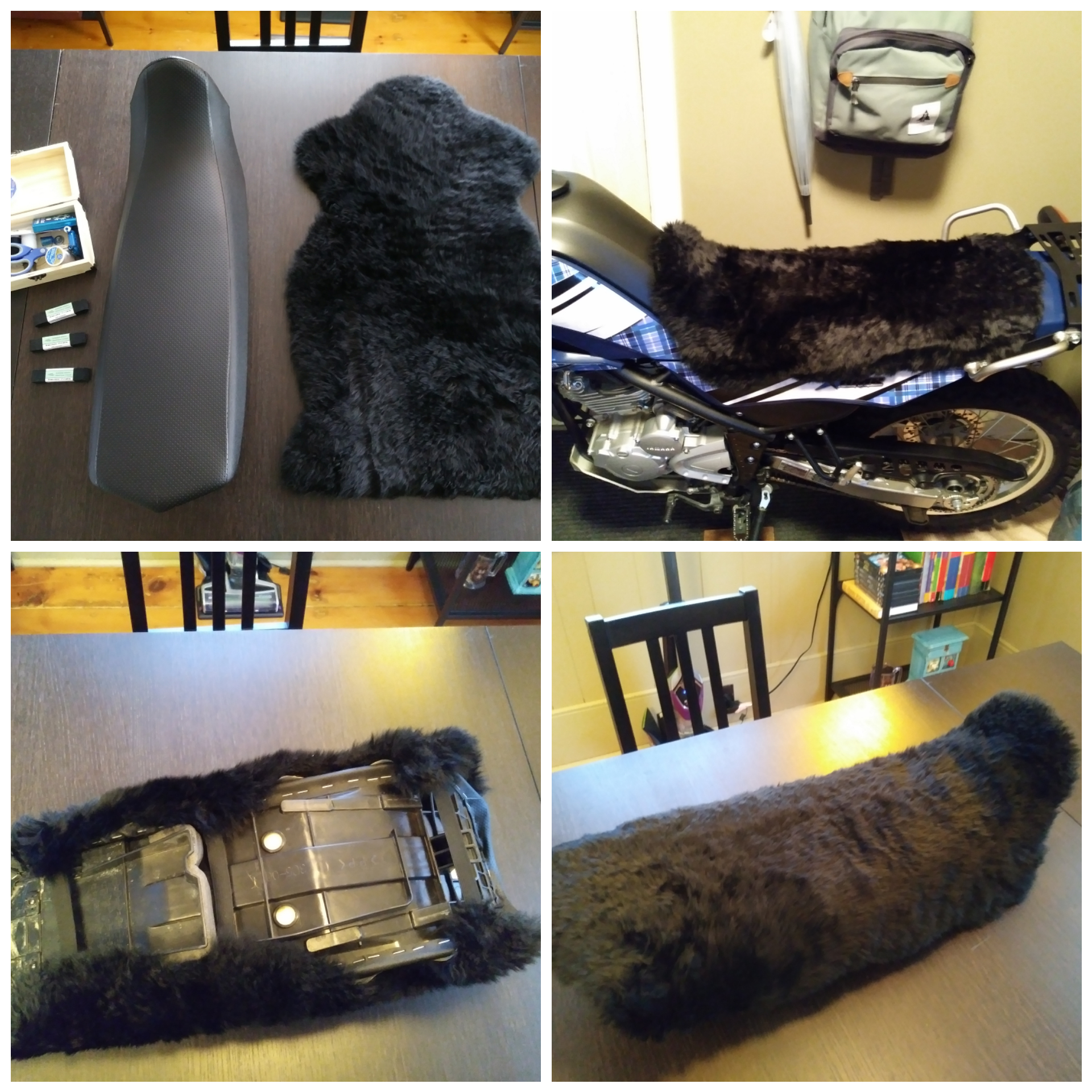 Homemade sheepskin seat cover r/Dualsport