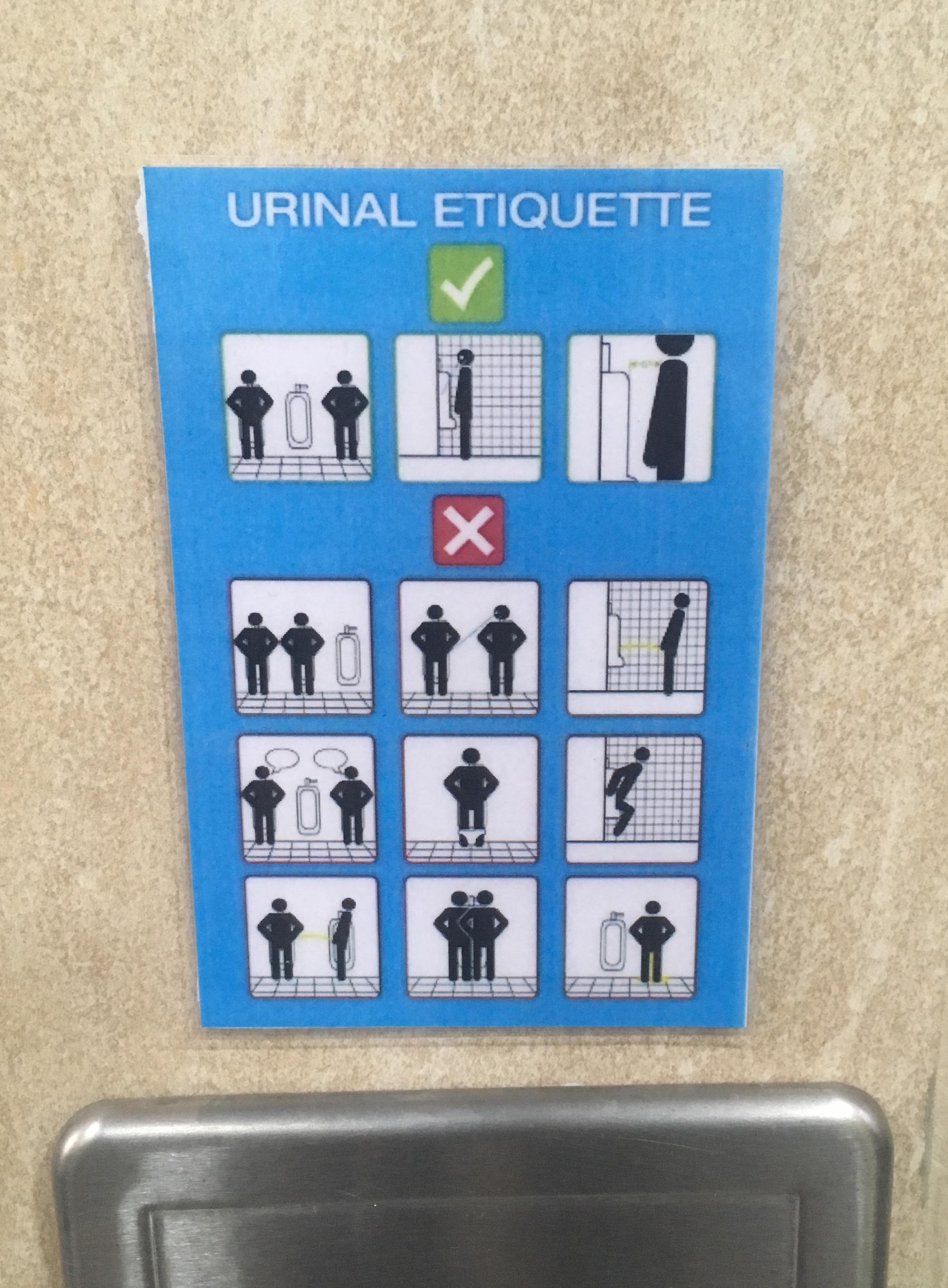 Came across this urinal etiquette poster. "Read the instructions