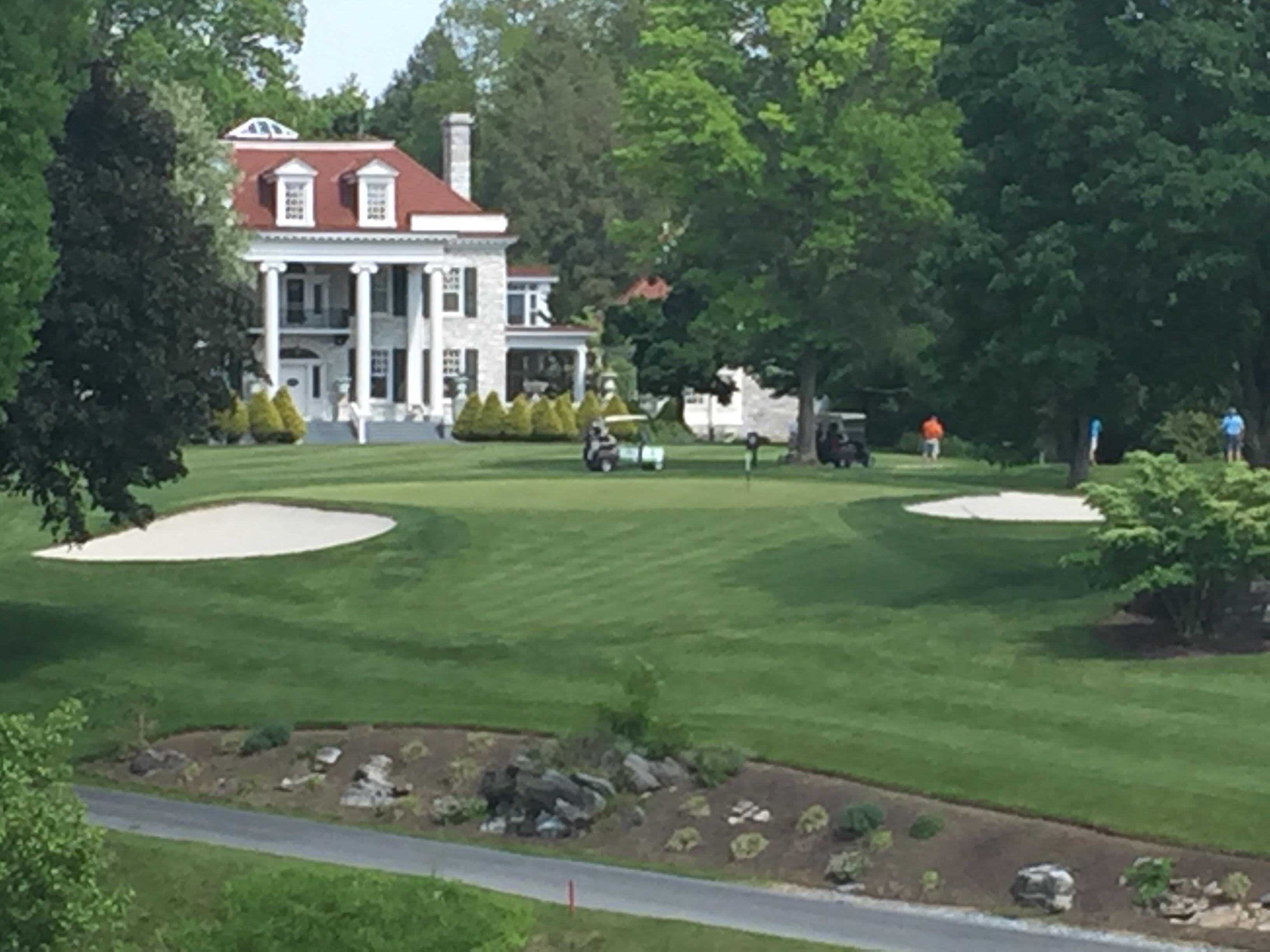 Milton hershey mansion from the signature par 3 5th at Hershey country