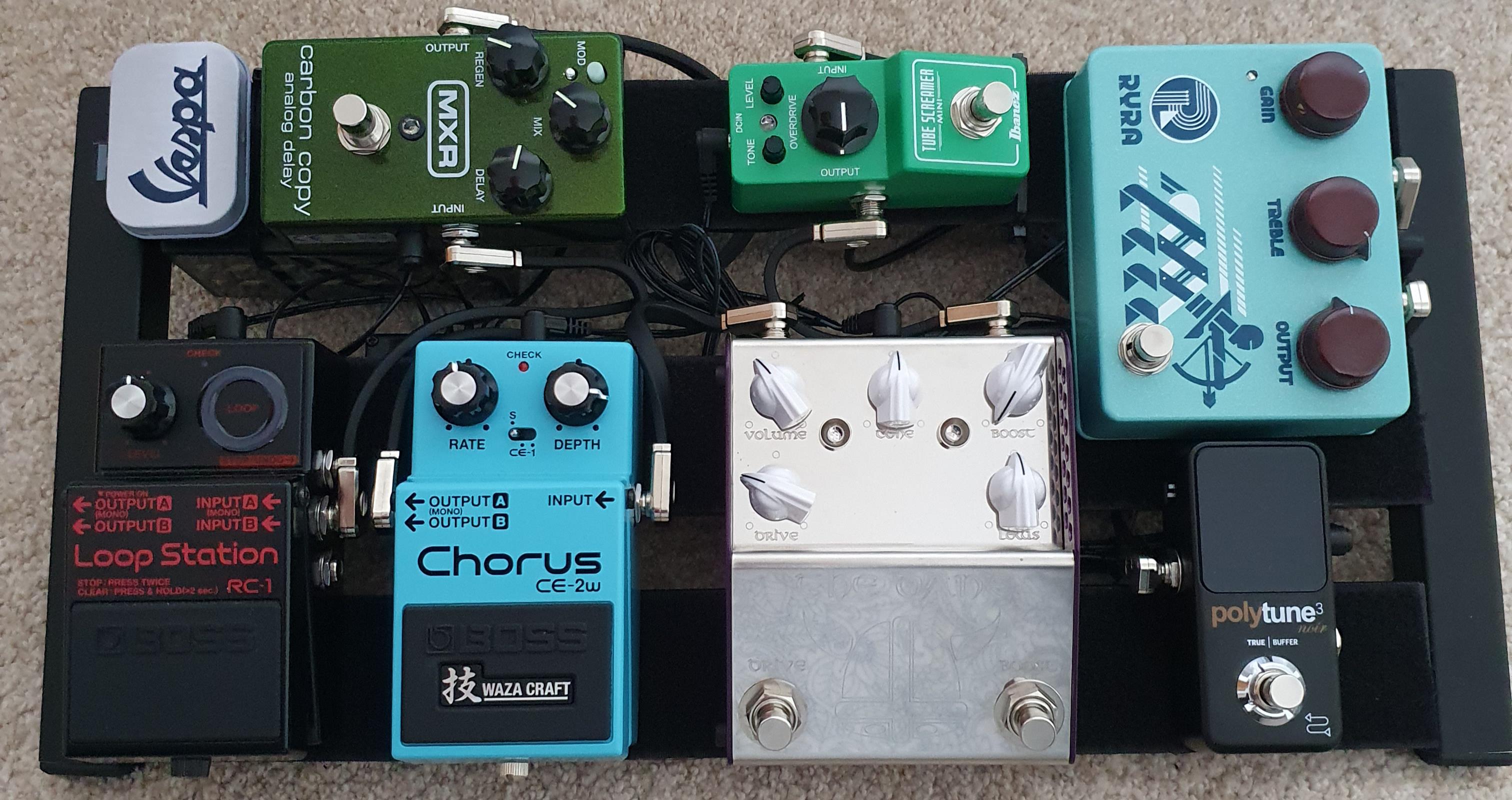 New Ernie Ball flat ribbon patch cables to tidy up the board. r