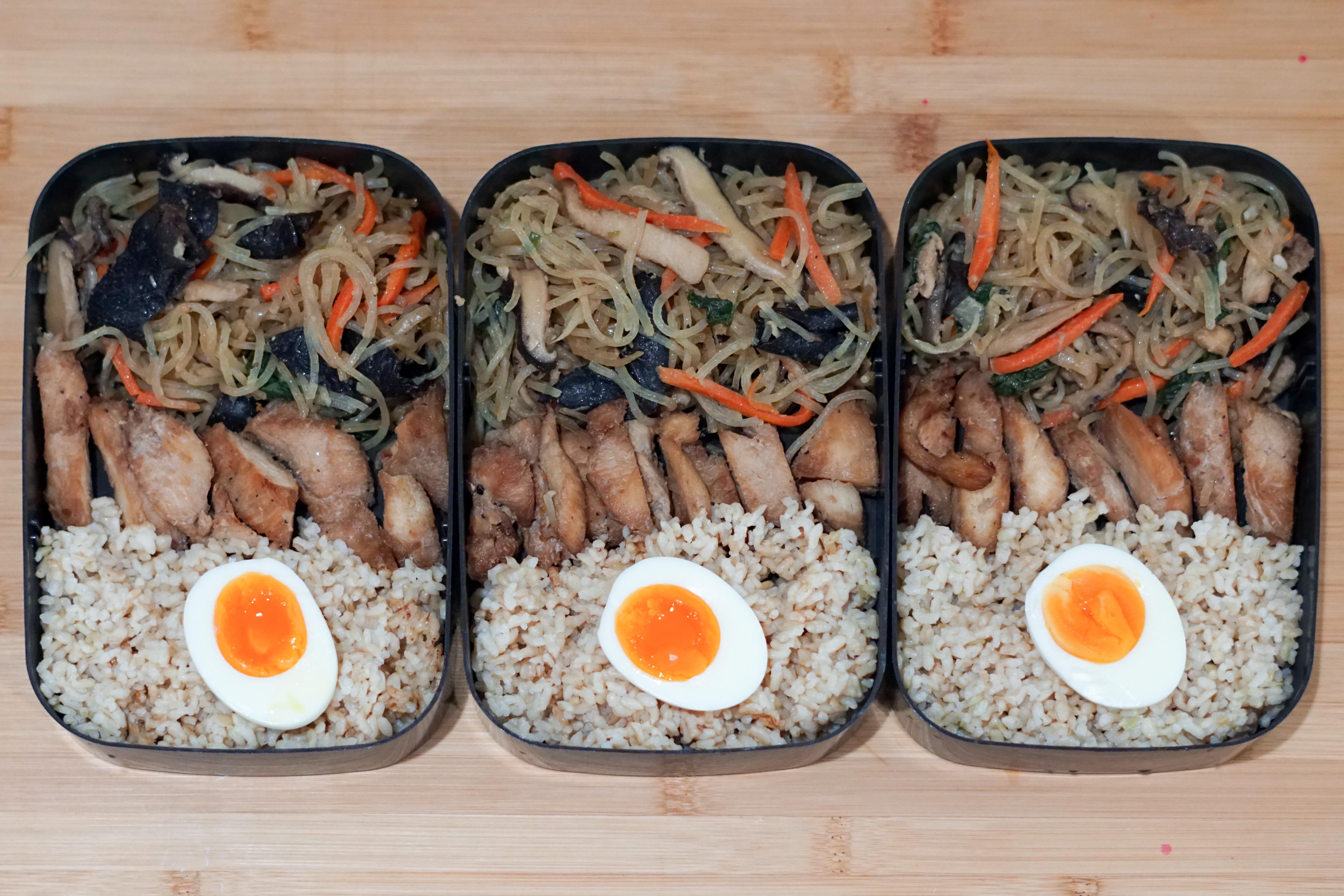 Korean Bento Boxes Japchae + Bulgogi Chicken r/Bento