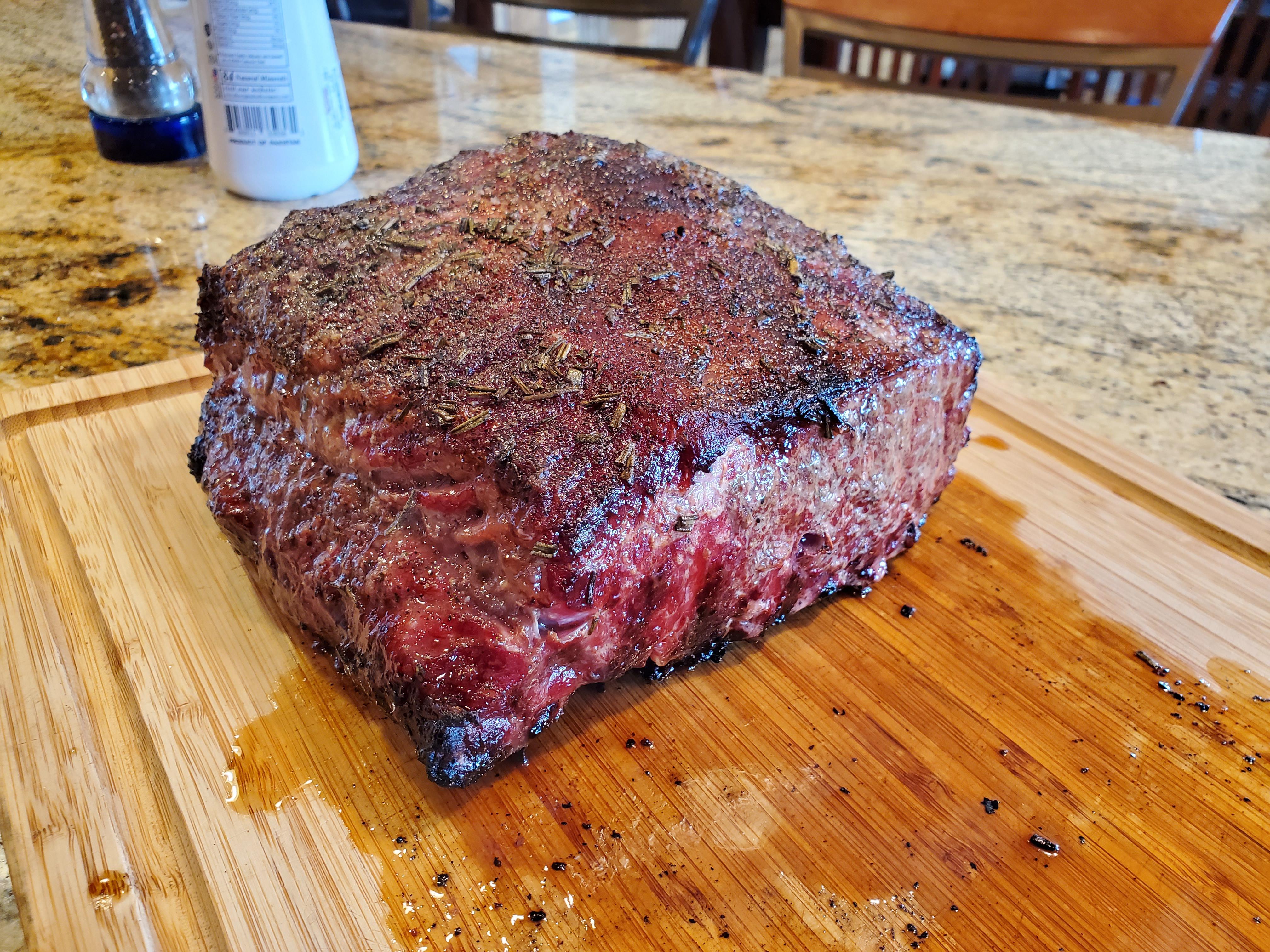 New York Strip roast on the Louisiana grill. A little over done at
