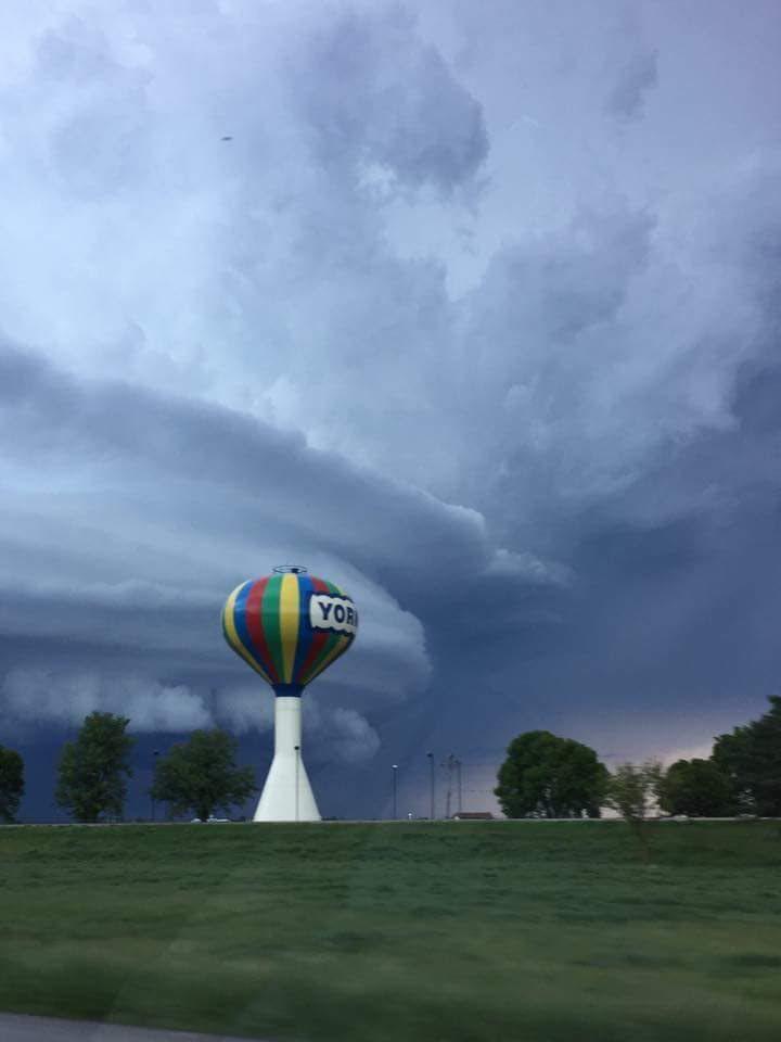 Good old York Water tower with a storm cloud behind it! Nebraska