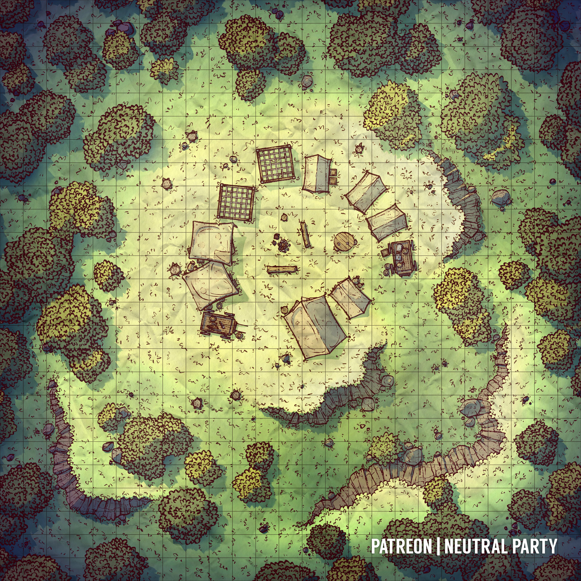 Bandit Camp in the Woods r/dndmaps
