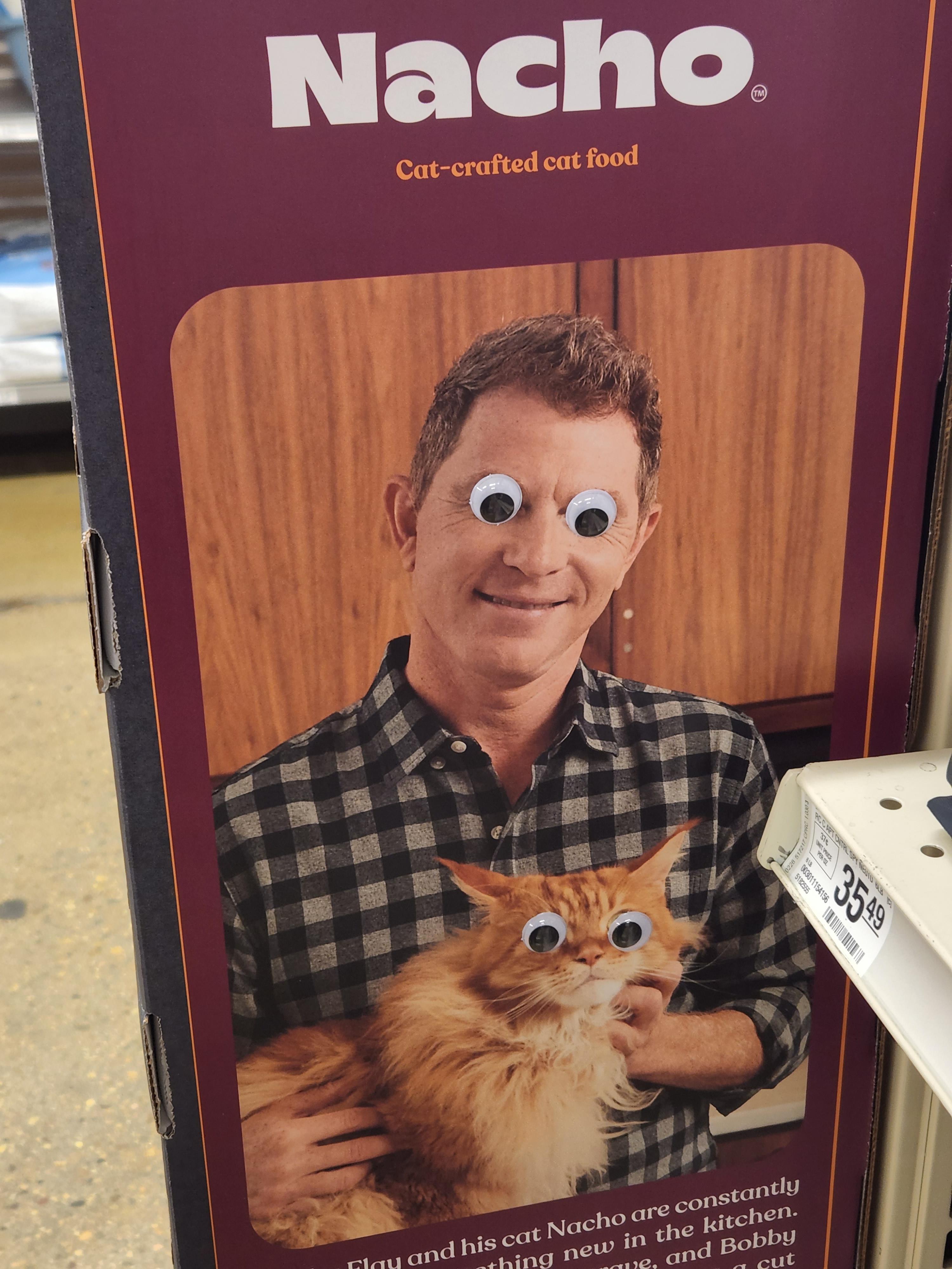 someone put googly eyes on the nacho display r/petsmart