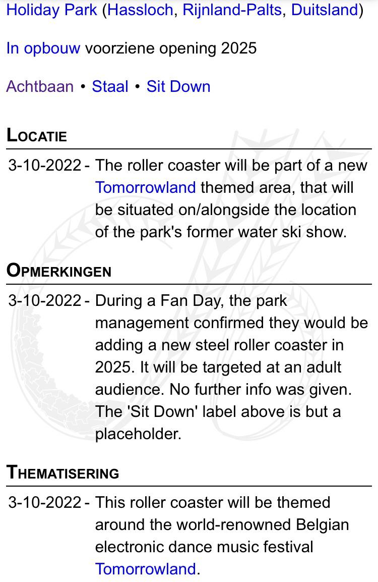 Another Tomorrowland coaster coming? I hope [Unknown] at [Holiday Park