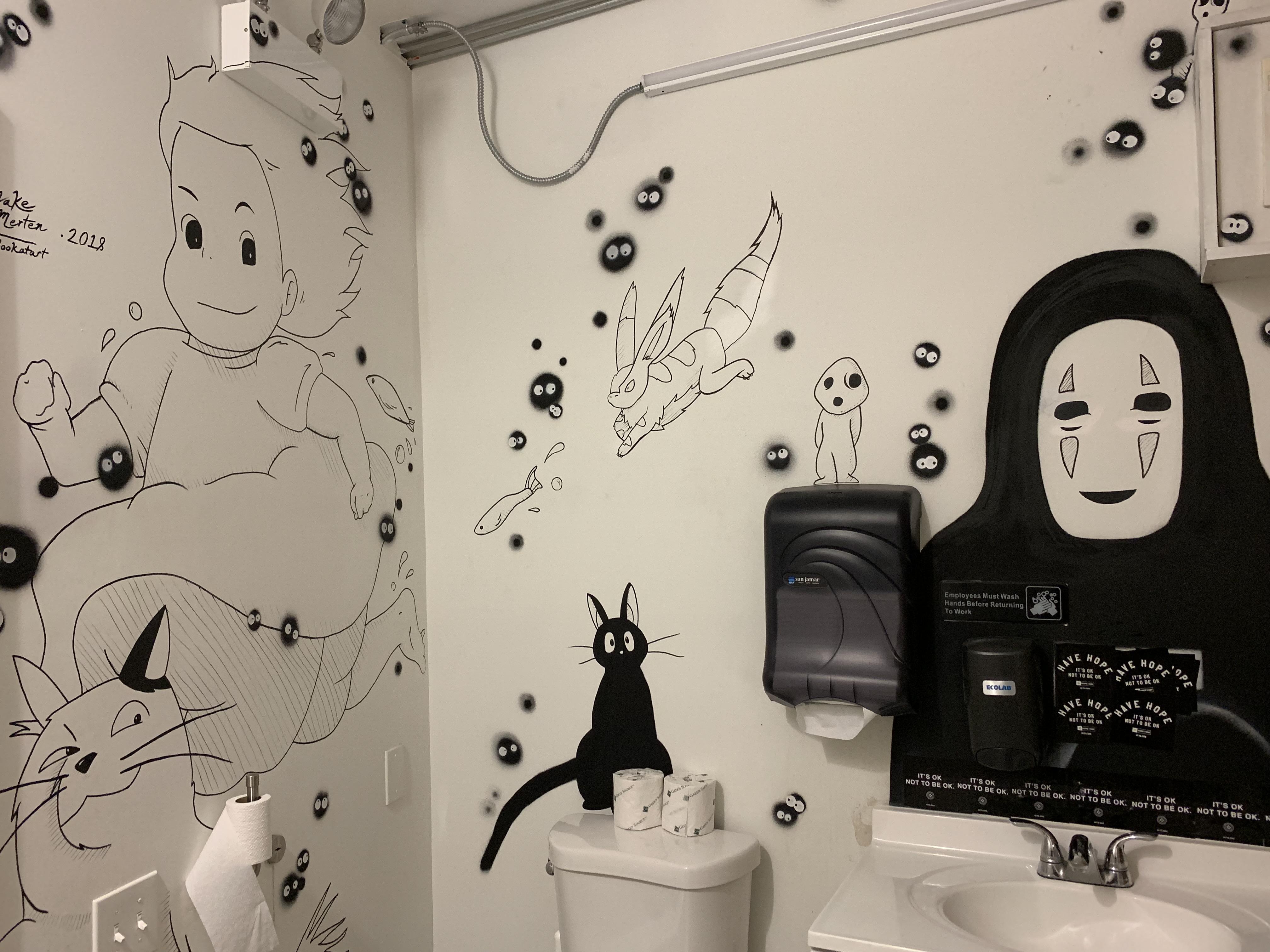 Sip of Hope cafe in Chicago has a Ghibli themed bathroom! ghibli