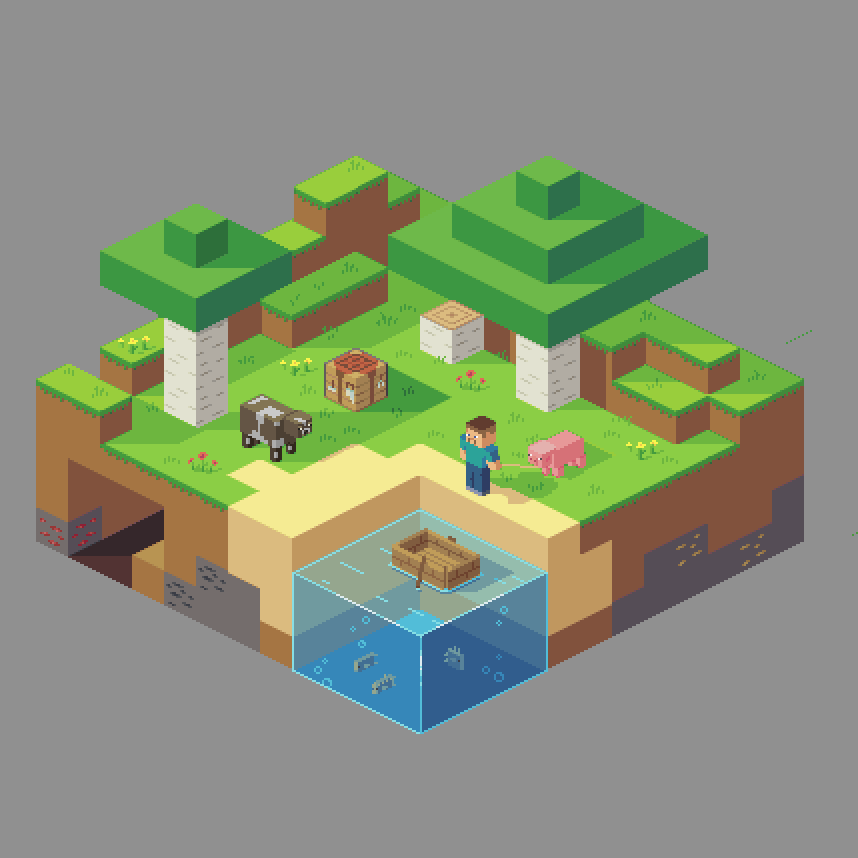Isometric Minecraft Pixelart r/PixelArt