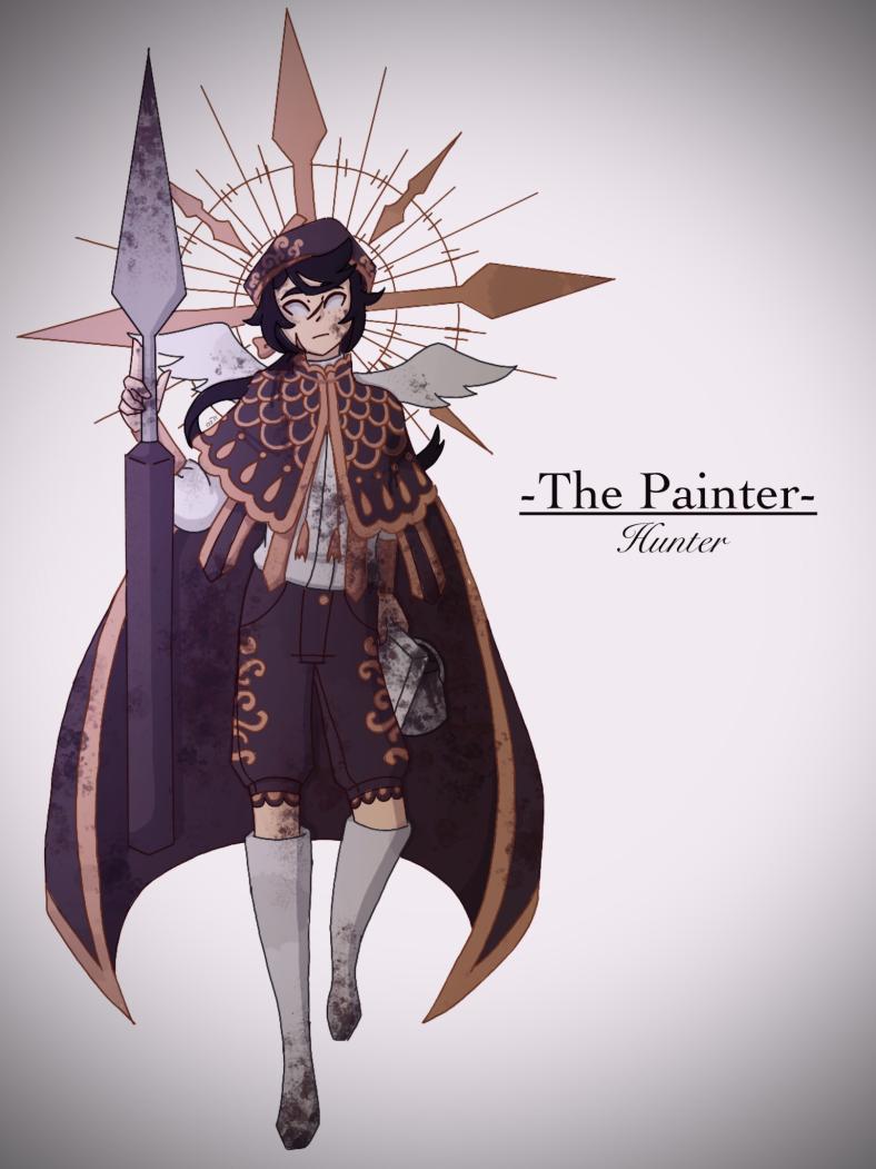 Some Concept art I made for what Painter would look as a Hunter! Still working on his abilities