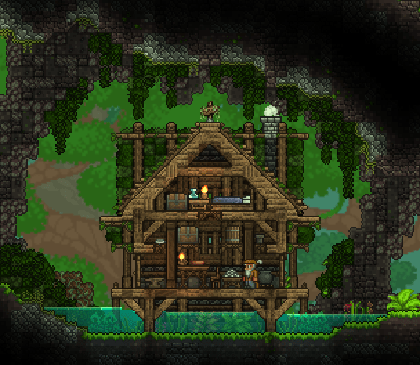 small jungle house i built r/Terraria