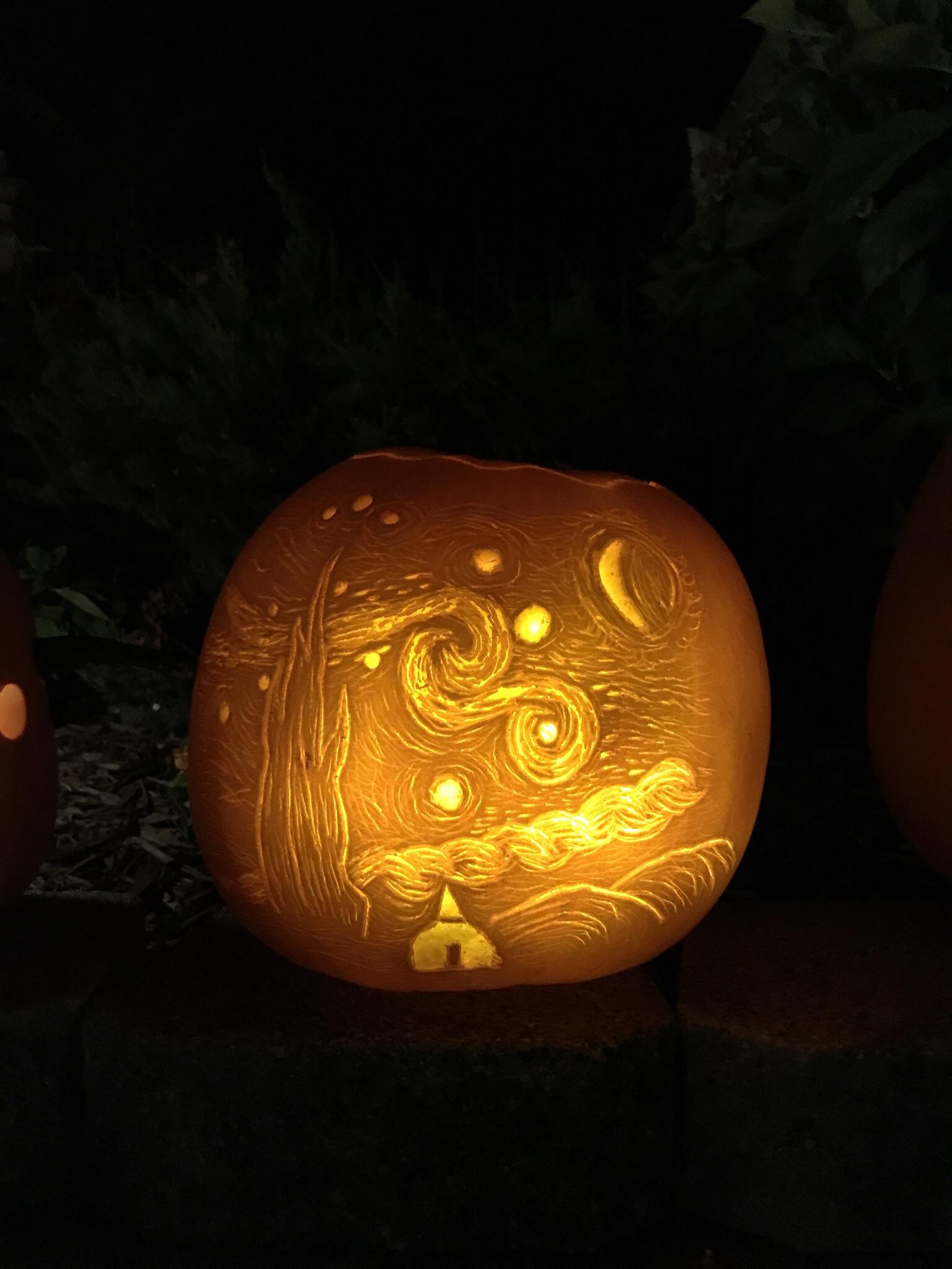 Starry Night pumpkin carving pics