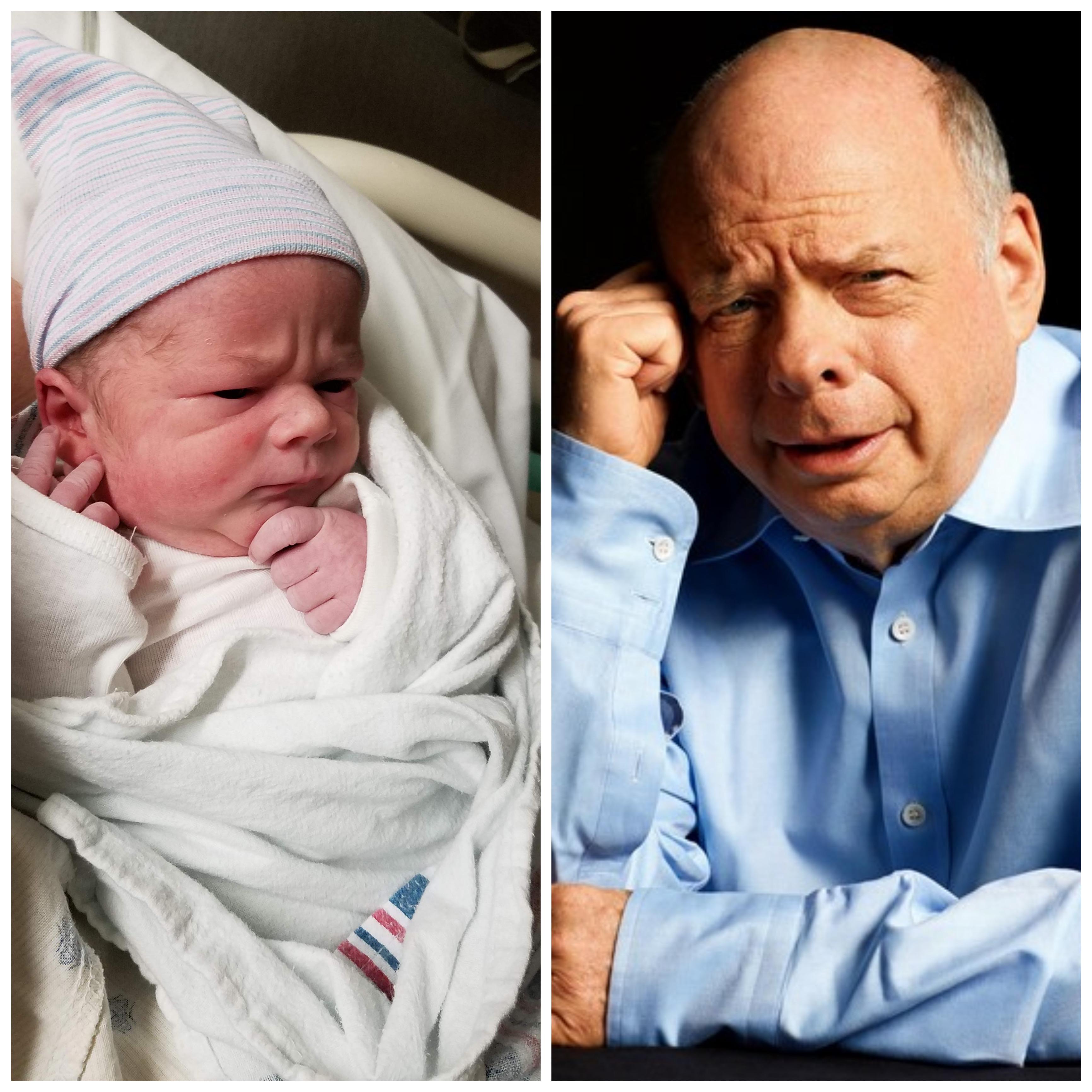 I guess a lot of babies look like Wallace Shawn, but man, those eyebrow