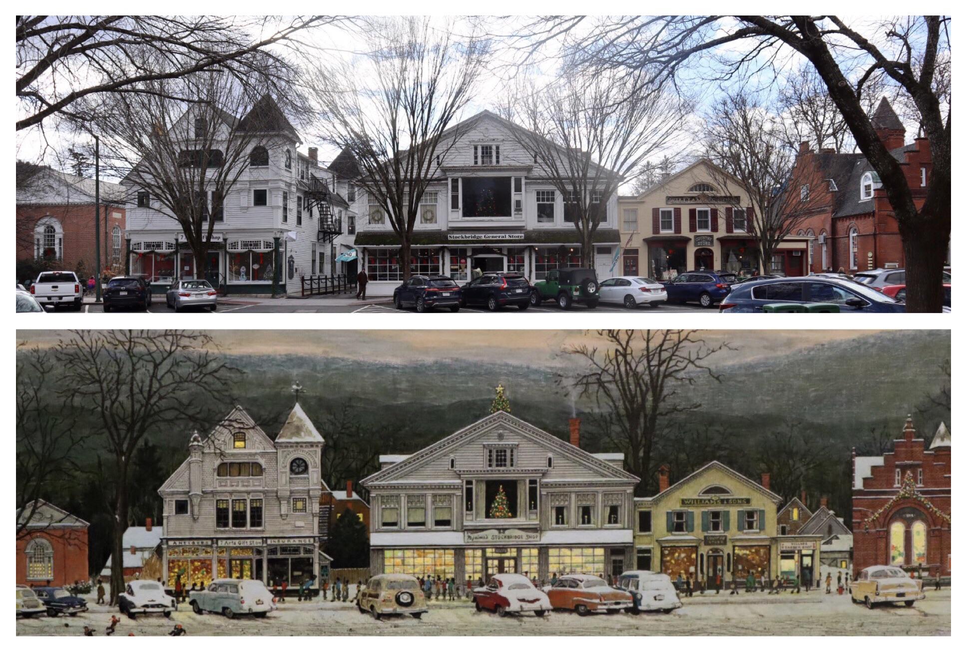 My photo (top) and Norman Rockwell’s 1967 painting (bottom) of Main
