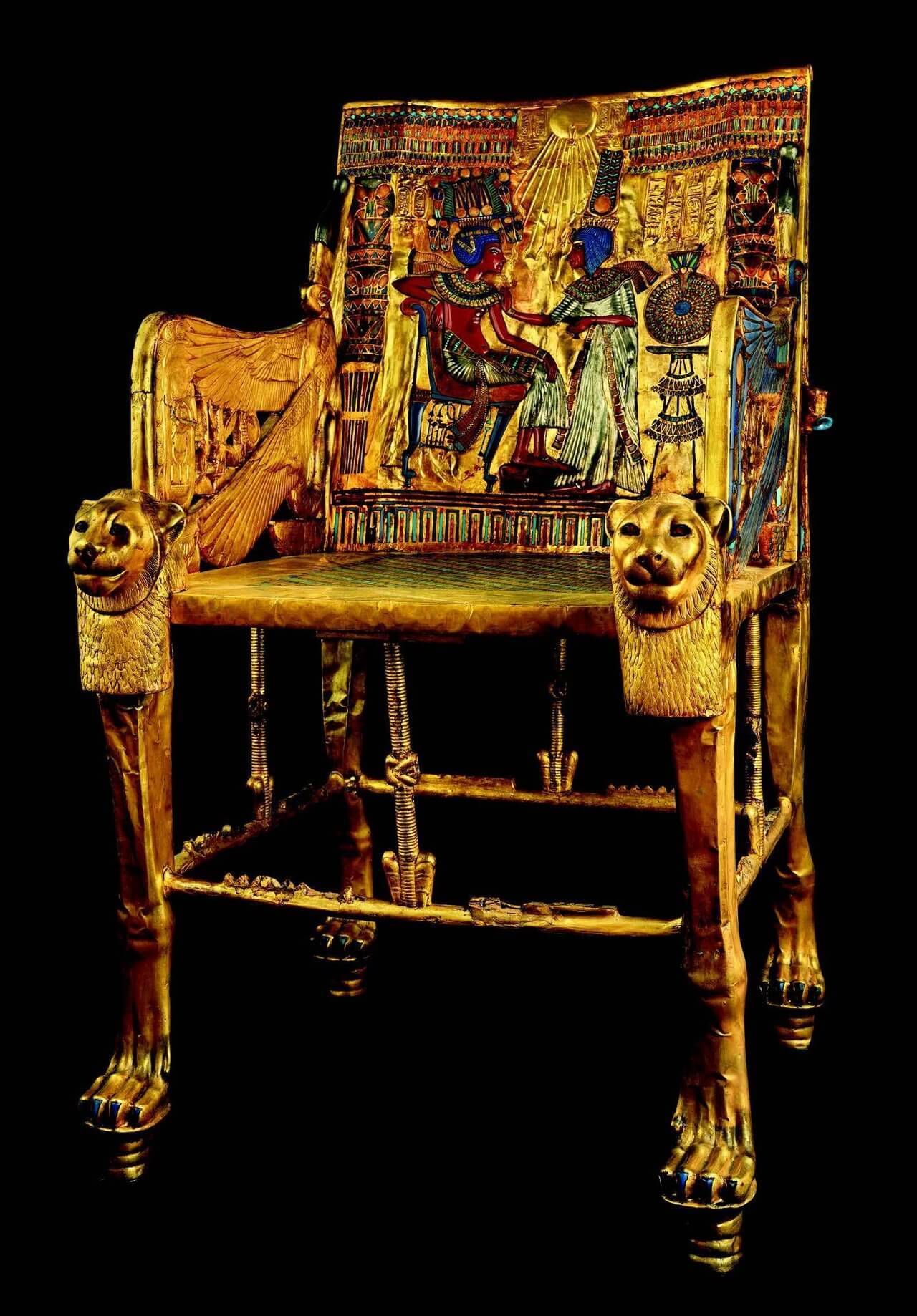 The Throne of Tutankhamun is covered with gold and silver, and