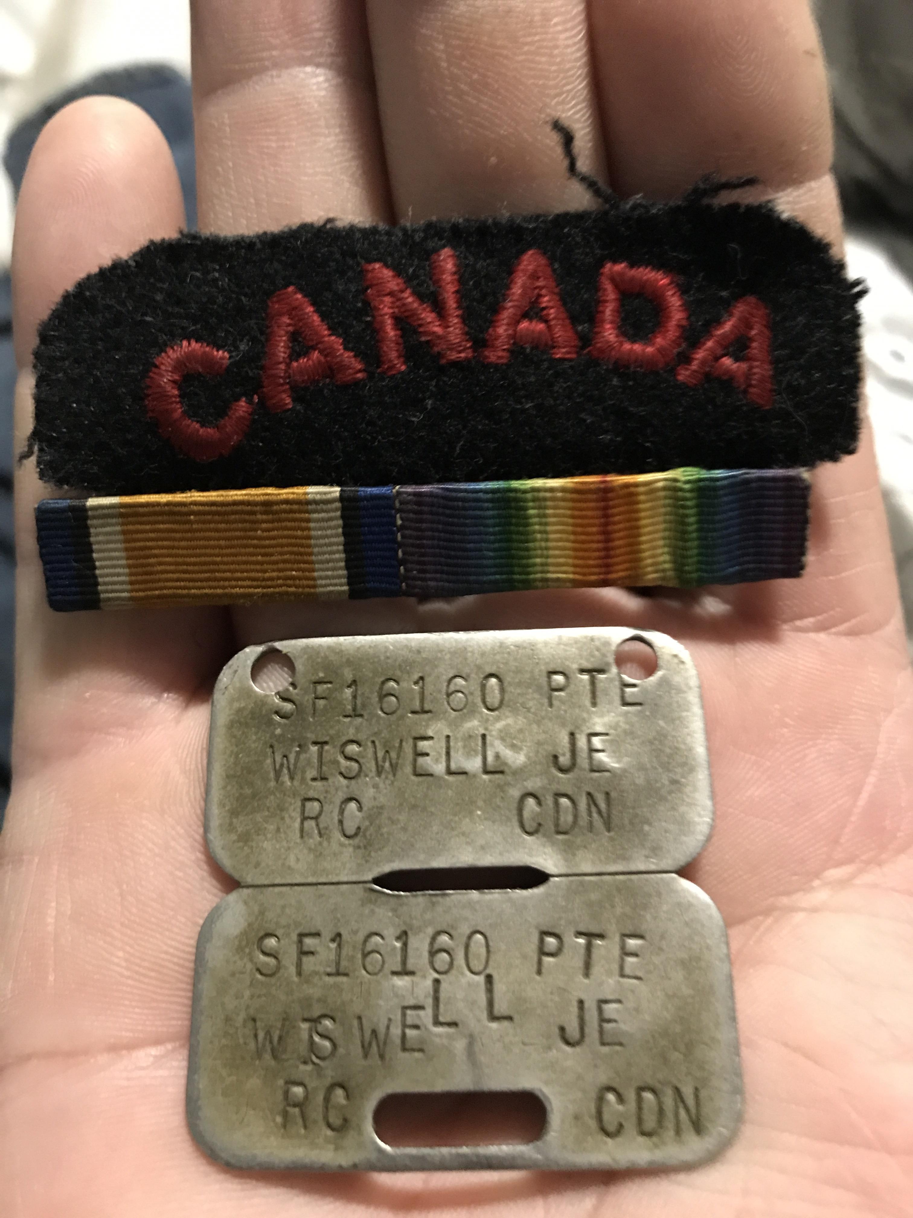 Looking for the family of JE Wiswell as seen on these Canadian dog tags