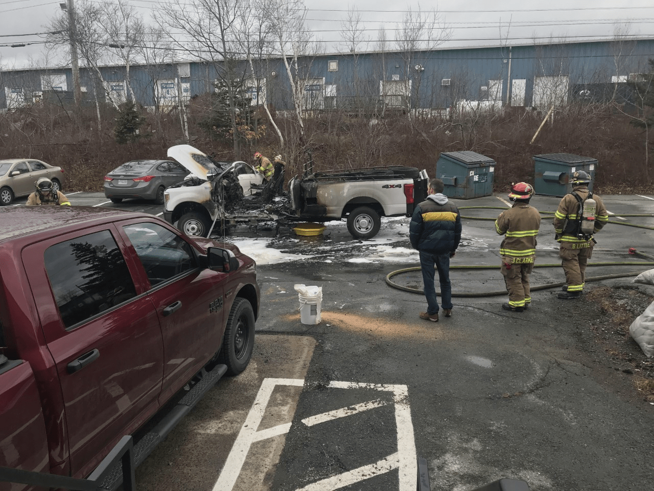 NS Power Truck caught on fire this morning on Windmill Rd. It pulled