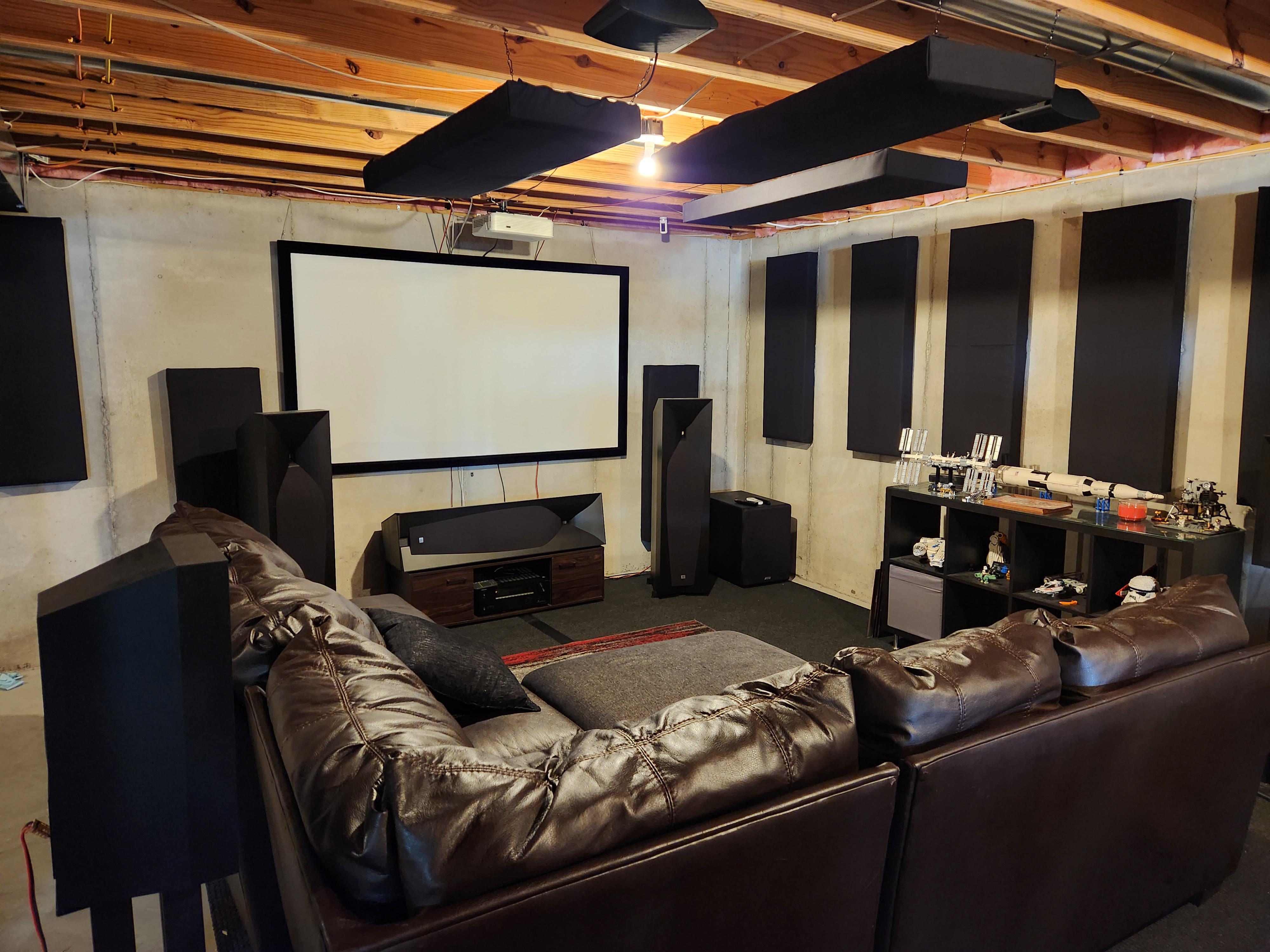 Finally happy with my unfinished basement theater r/hometheater