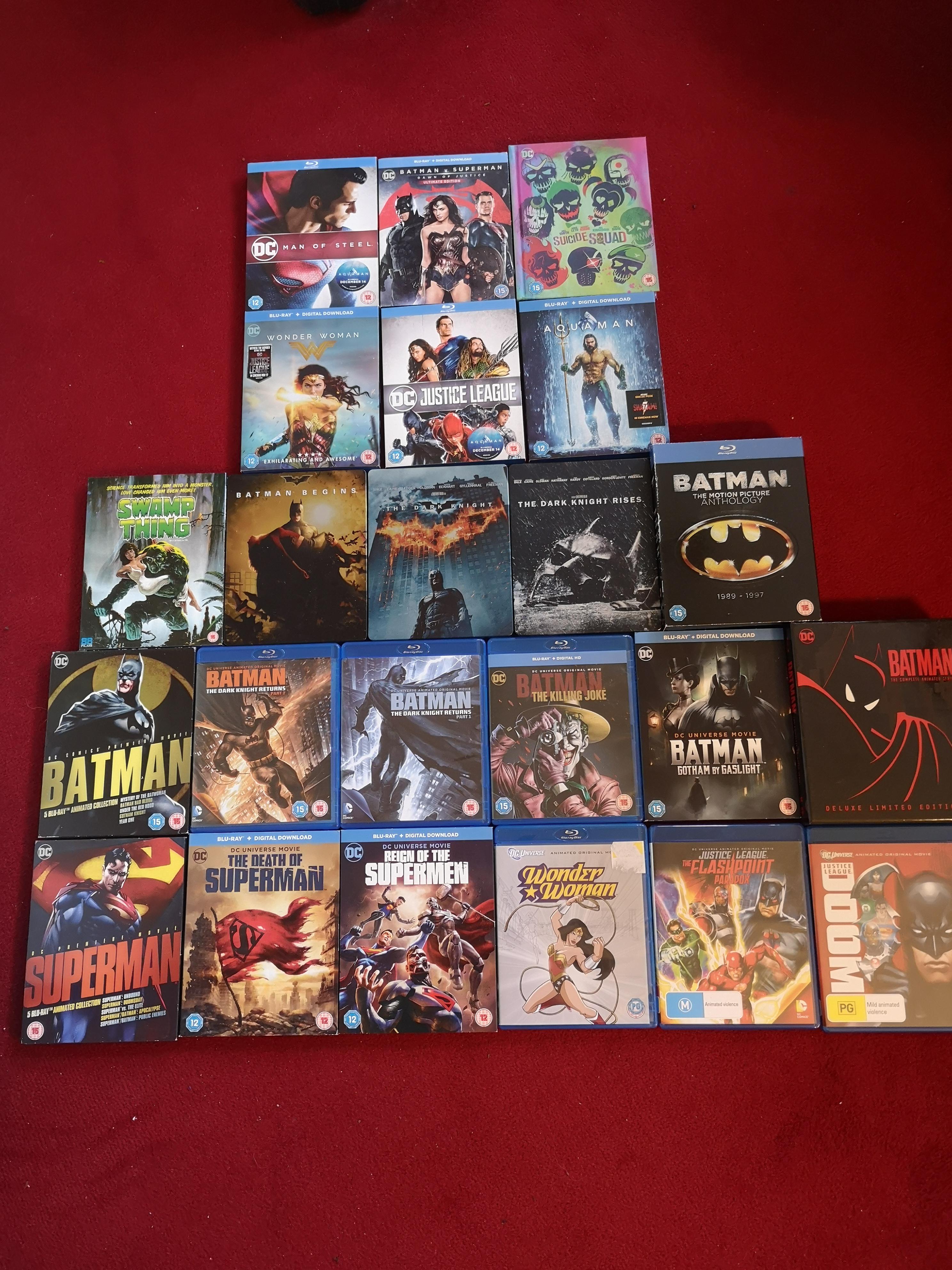 DC live action and animated movie blu ray collection. Still missing a
