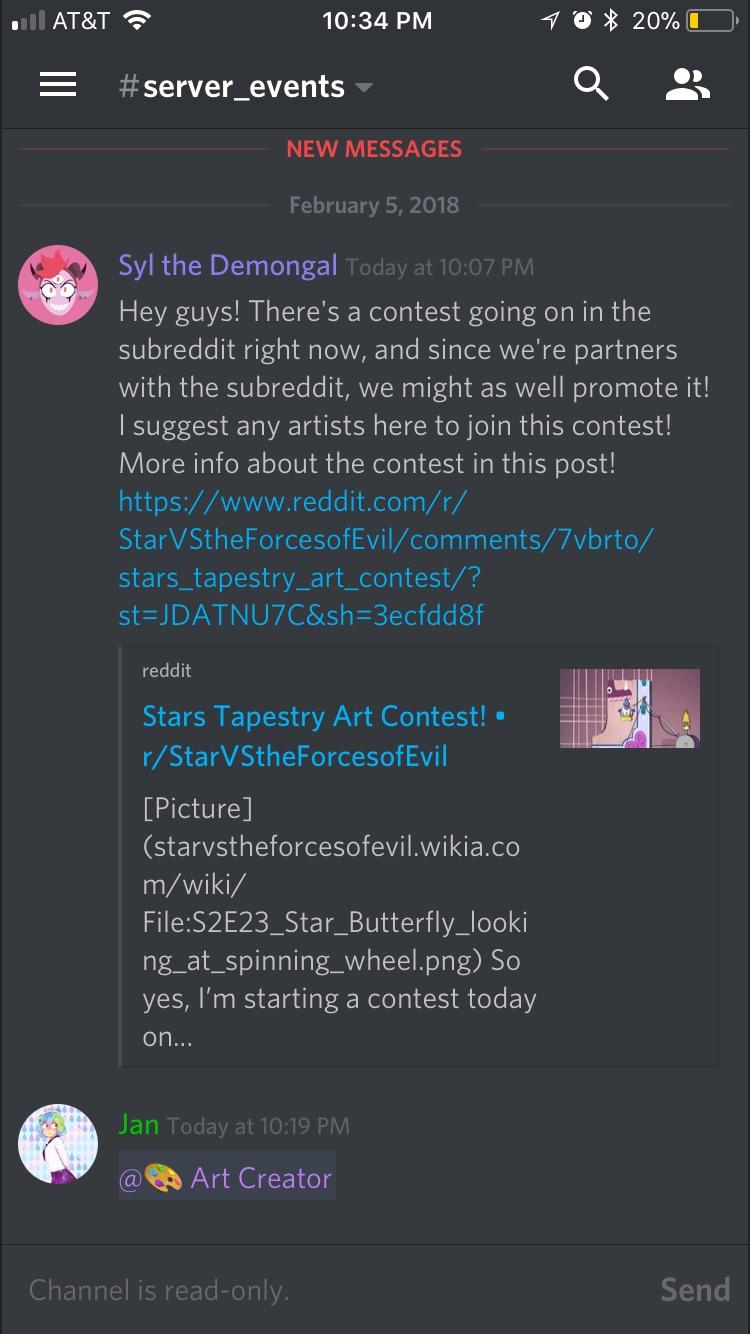 I got the Discord to post my contest as an event! StarVStheForcesofEvil
