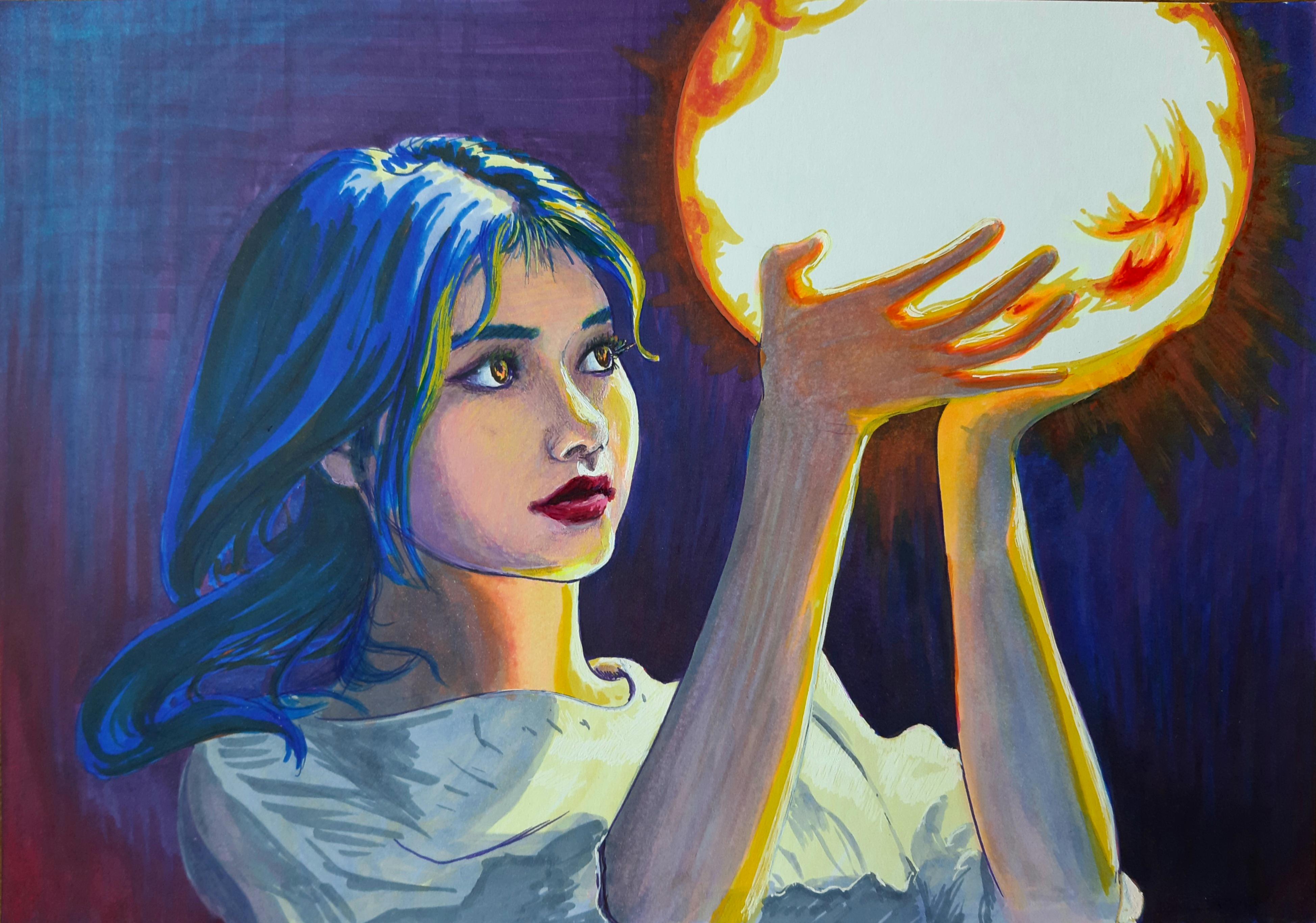 Portrait drawing I did with markers r/drawing