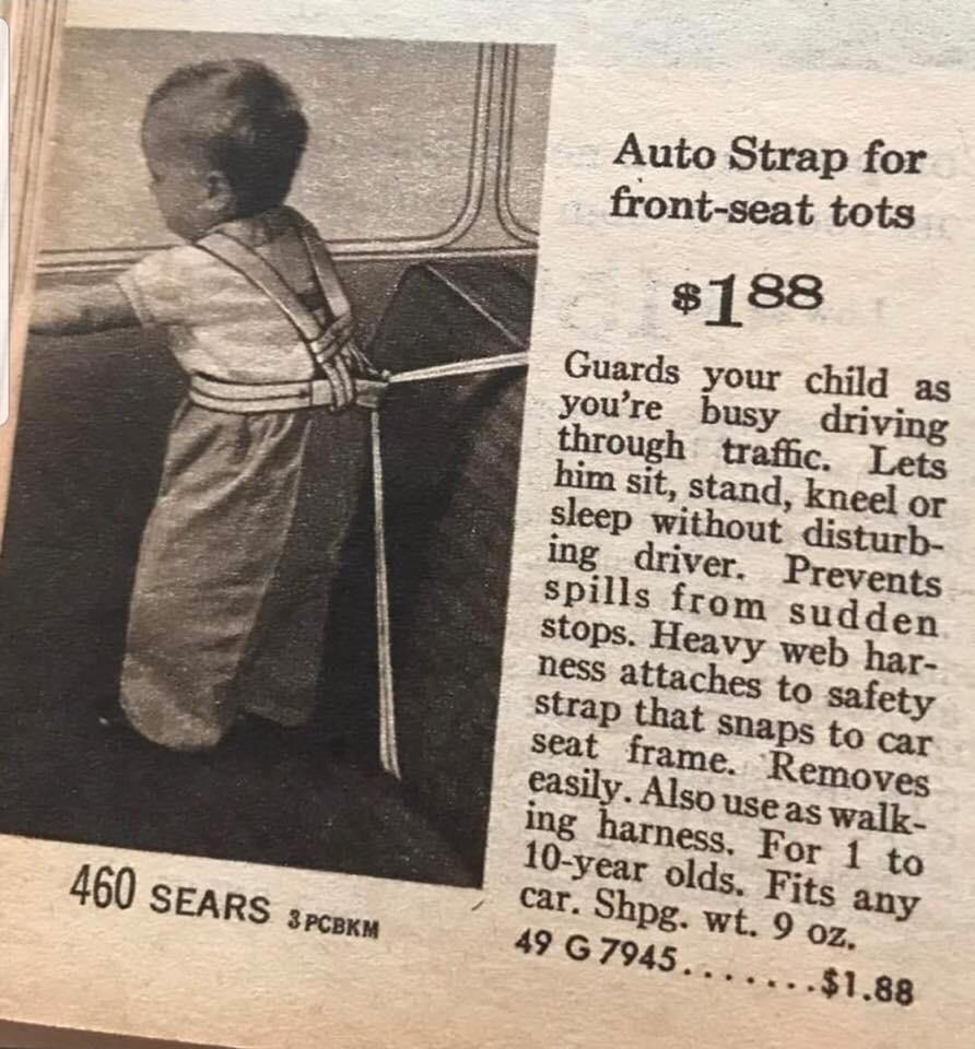 From the 1961 Sears Catalog Auto Strap for frontseat tots r/vintageads