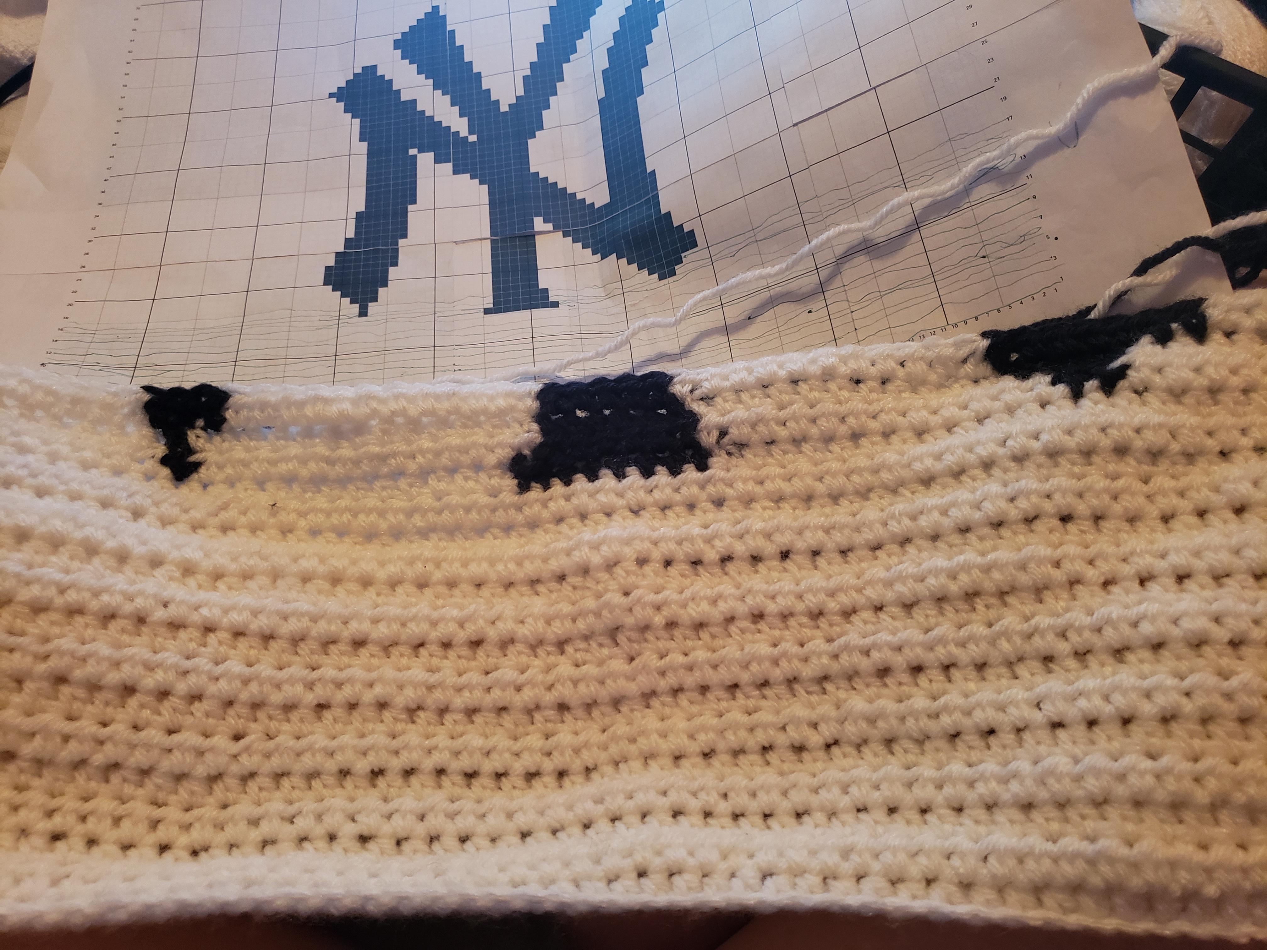 18 Rows into my New York Yankees baby blanket. r/crochet