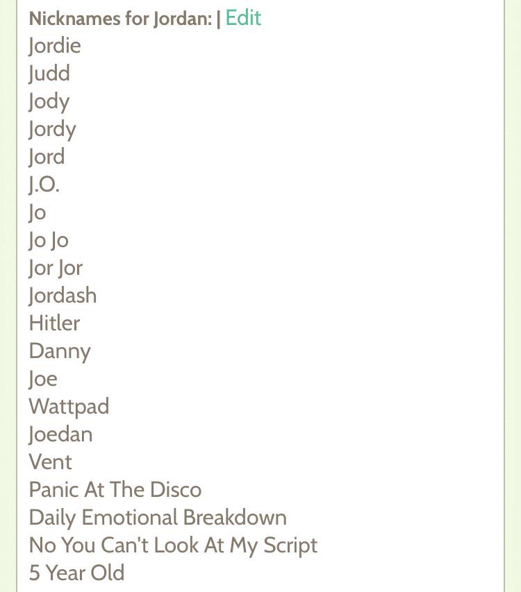 Nicknames for Jordan r/HolUp