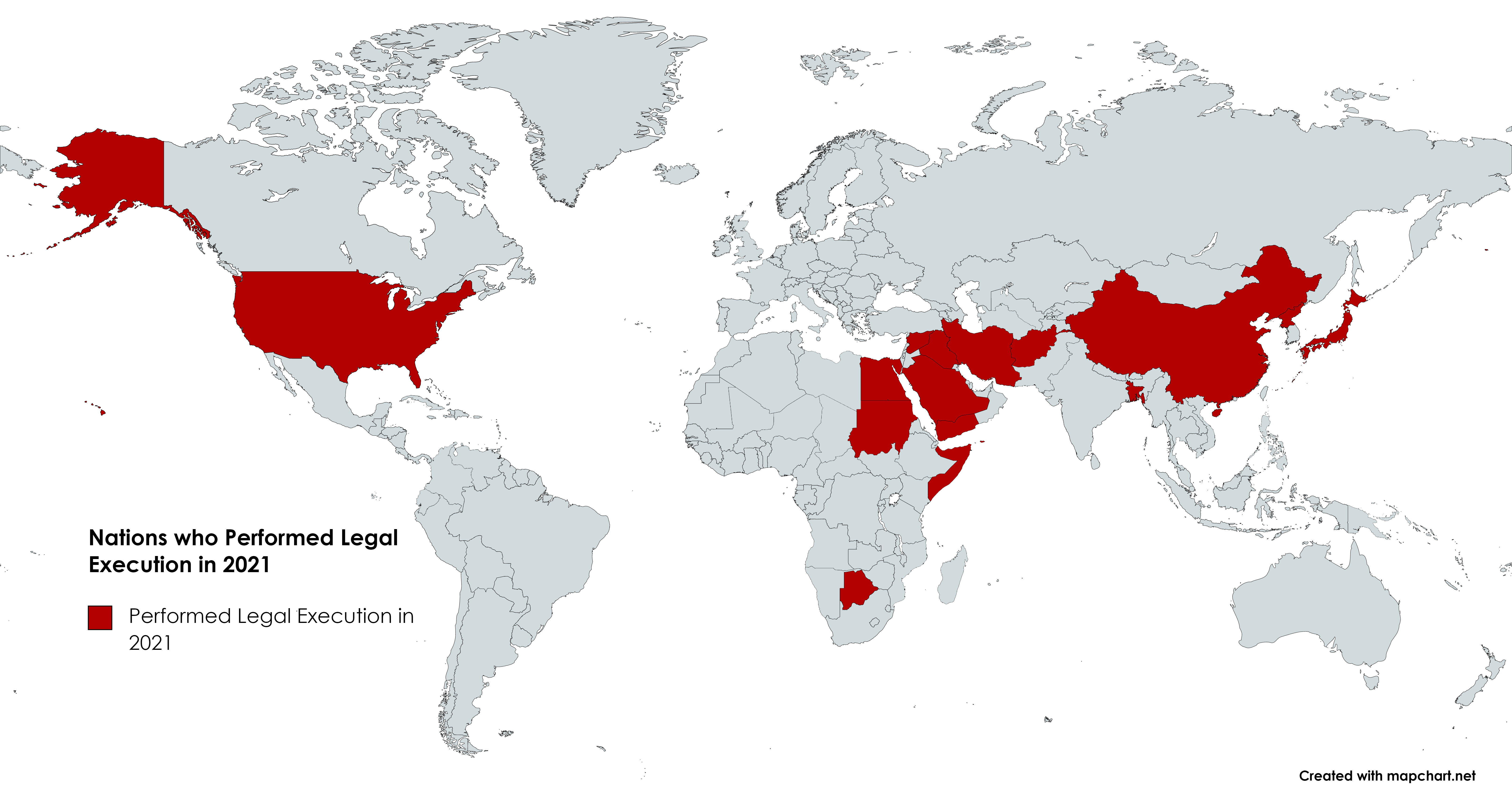 Nations who Performed Legal Execution in 2021 (updated) r/MapPorn