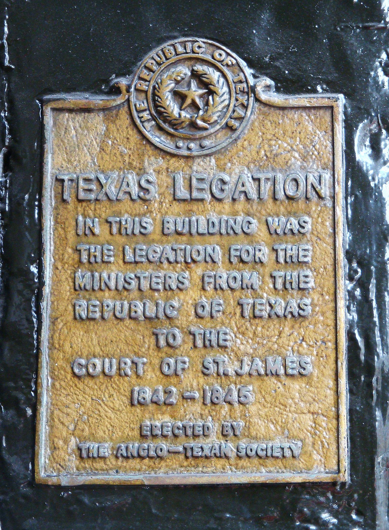 Sign outside the building which hosted the Embassy of the Republic of