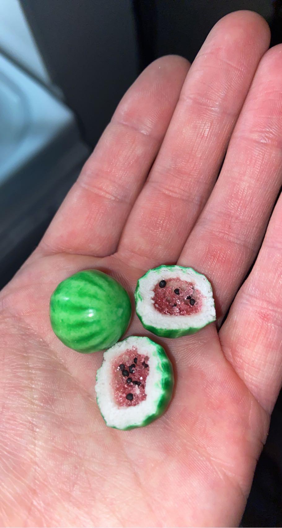 The inside of this watermelon bubblegum