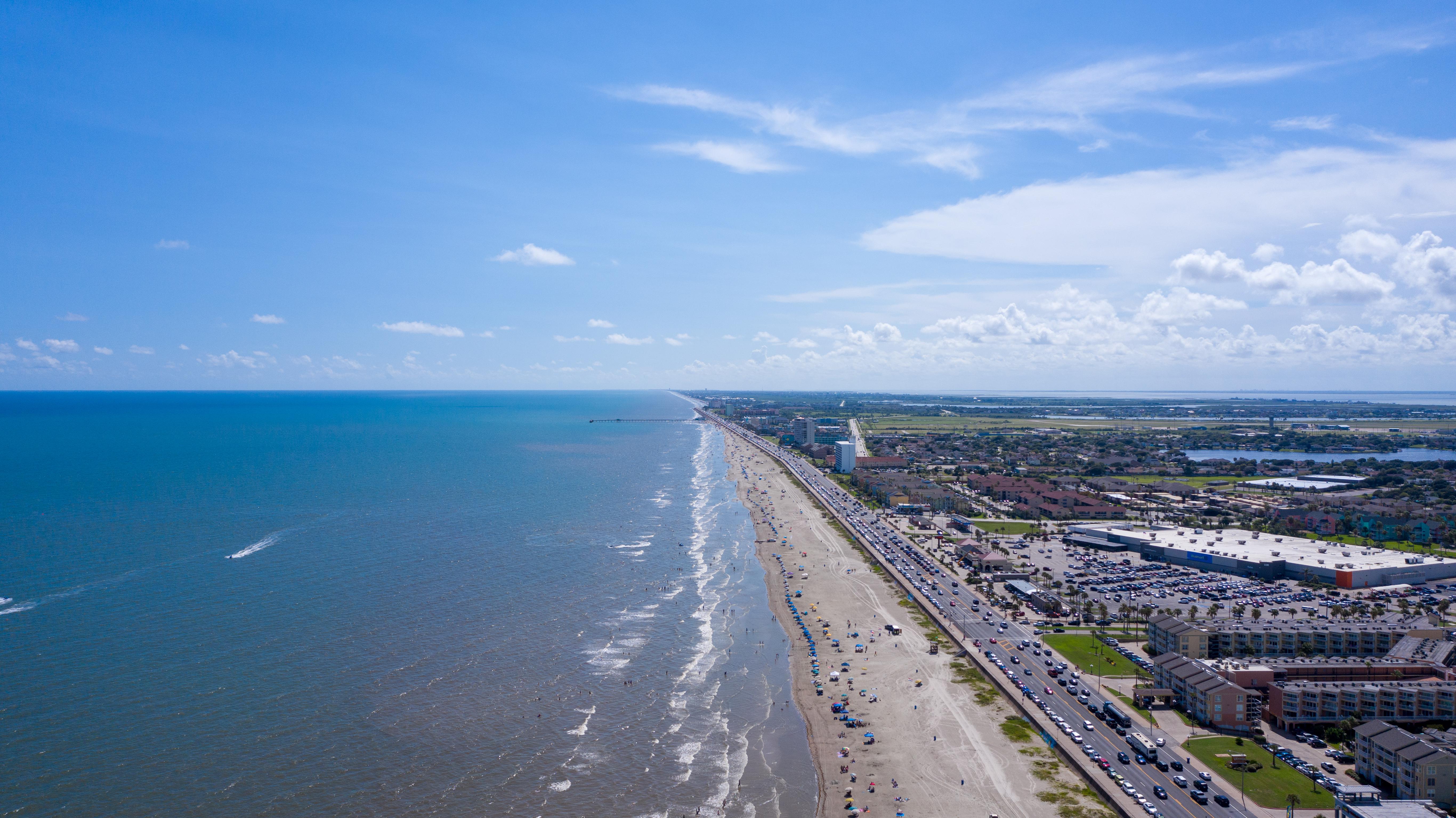 Galveston Beach on a hot summer weekend r/drone_photography