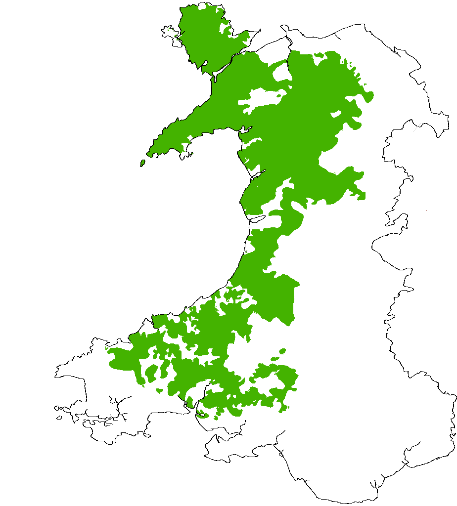 Areas of Wales where the majority of people speak Welsh r/MapPorn