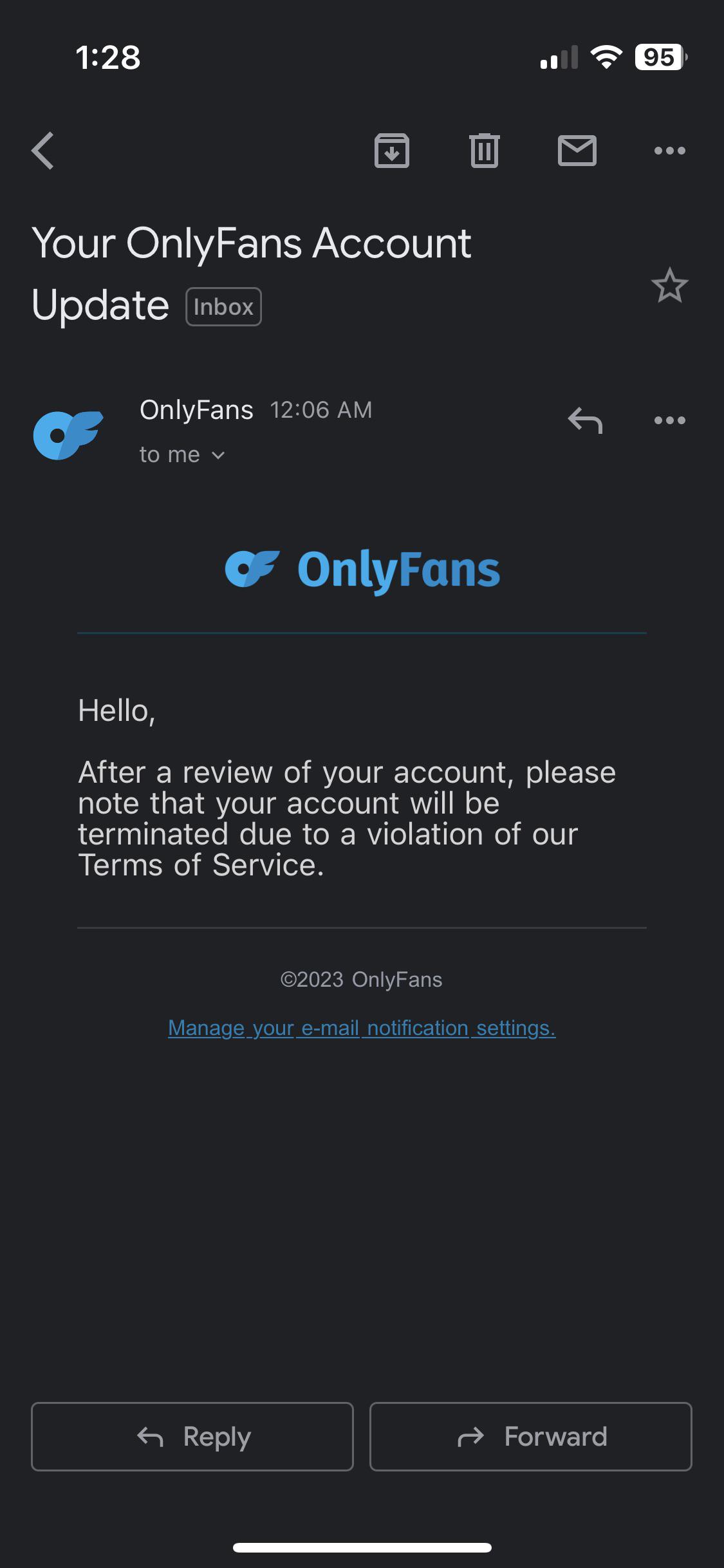 Onlyfans just terminated both my accounts without giving me a reason