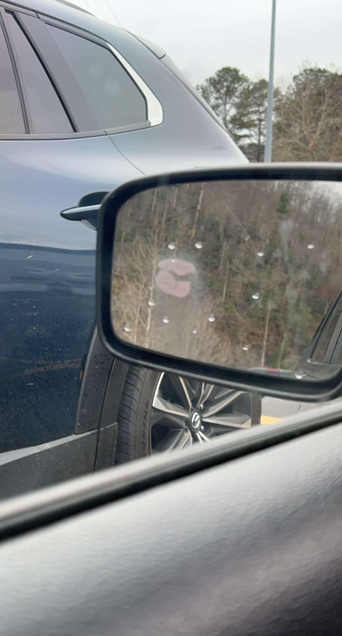 Some one kissed my side mirror r/mildlyinteresting
