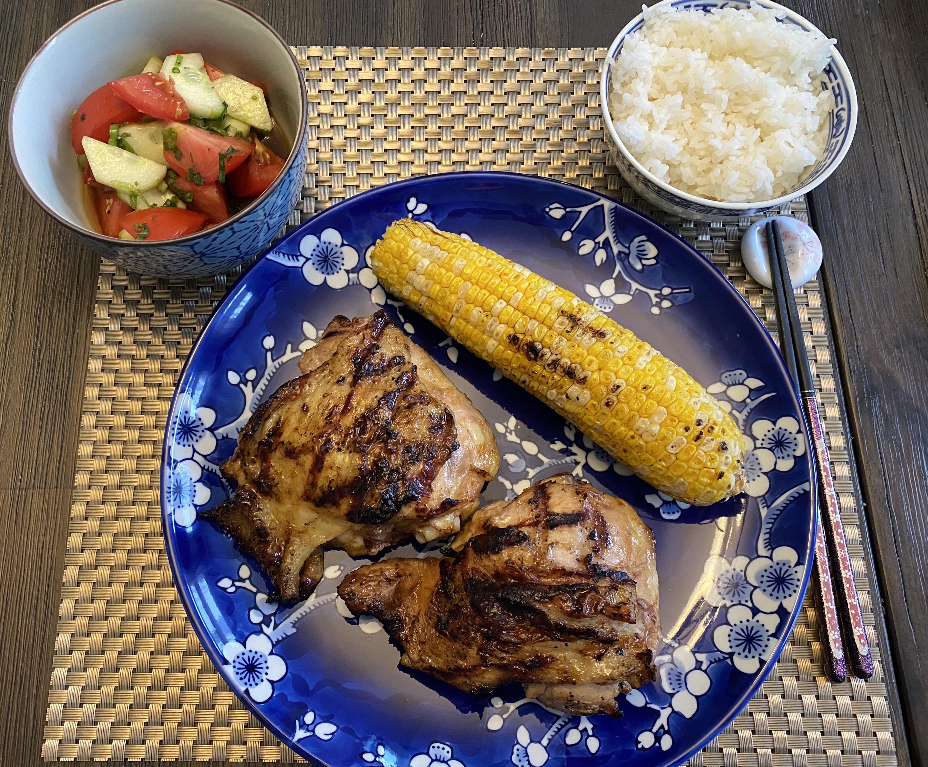 Marinated some chicken thighs in soy sauce, orange juice, ginger and