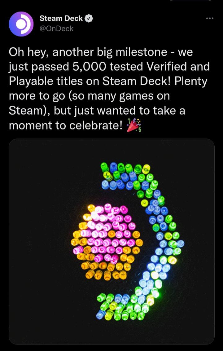 Steam Deck passed 5000 Verified and Playable titles SteamDeck