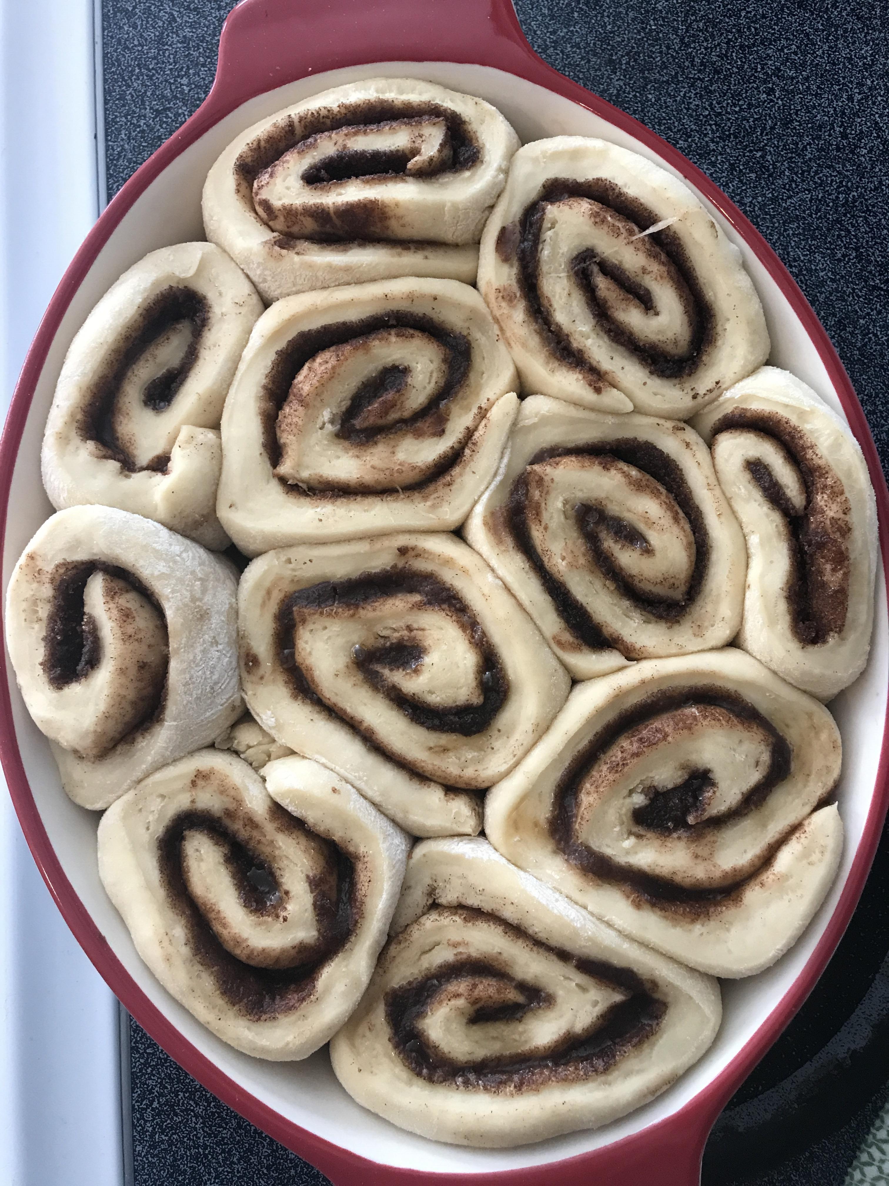 My first attempt at cinnamon rolls about to go in the oven