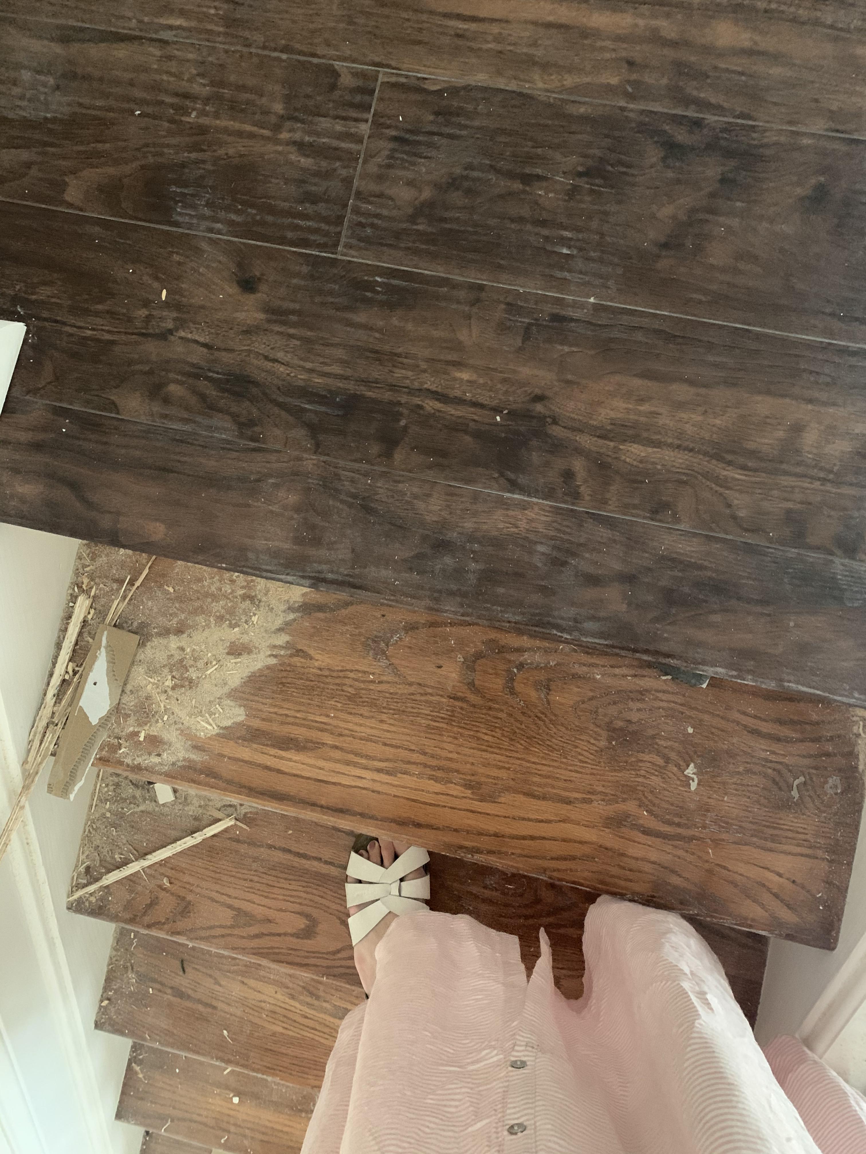 Help! Stairs do not match our new flooring. Any advice? InteriorDesign