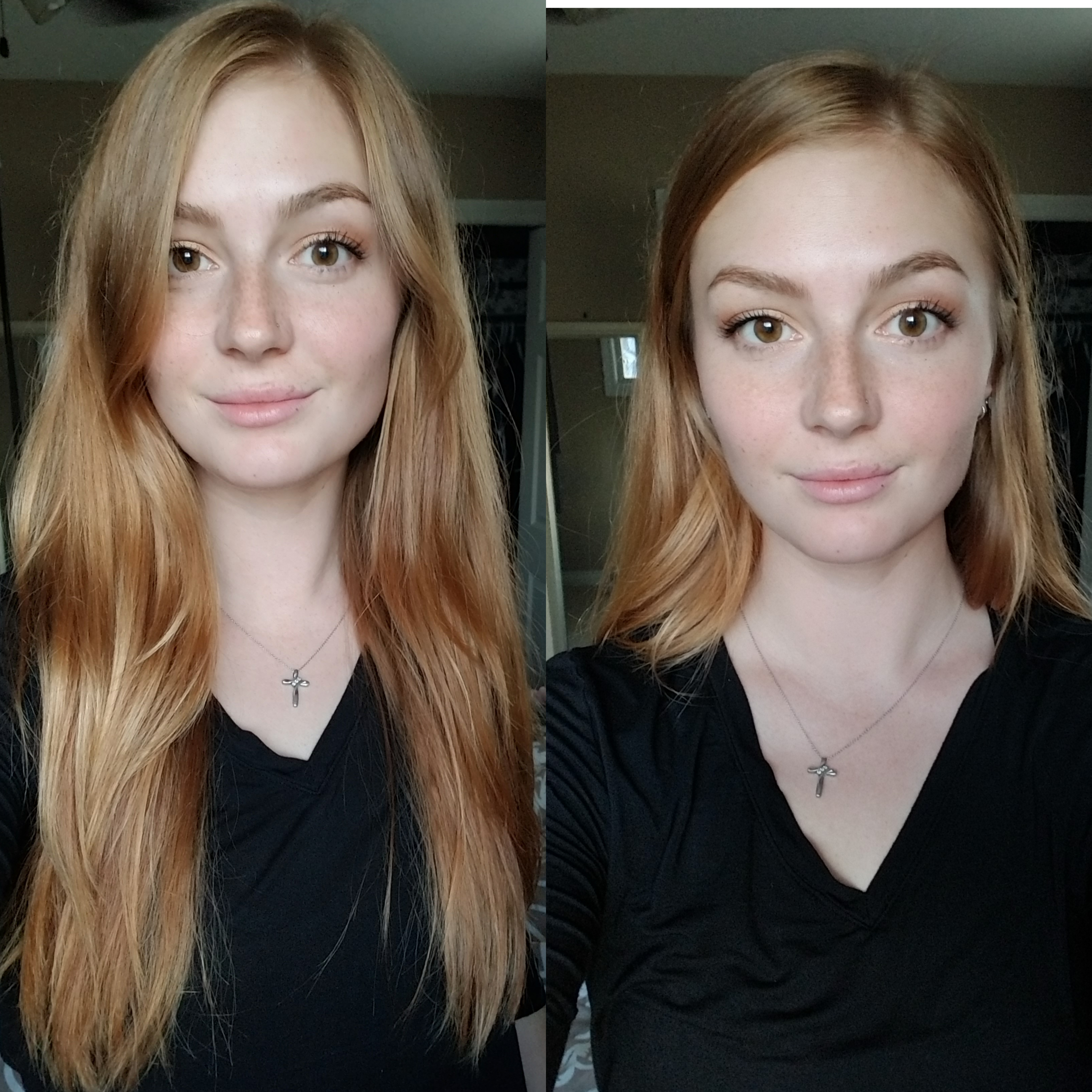 Long, frizzy and thick ginger hair. This is how I normally wear it