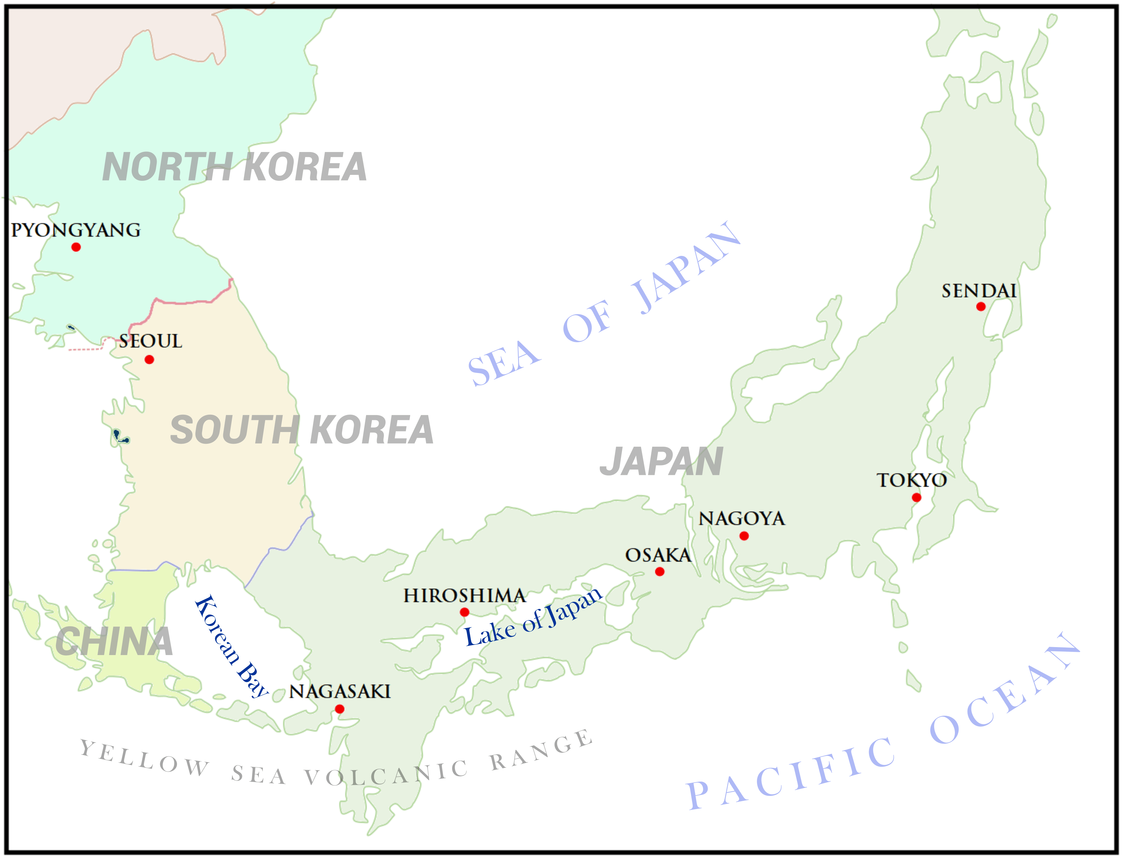A land bridge between Korean peninsula and Japan (and extra volcanic