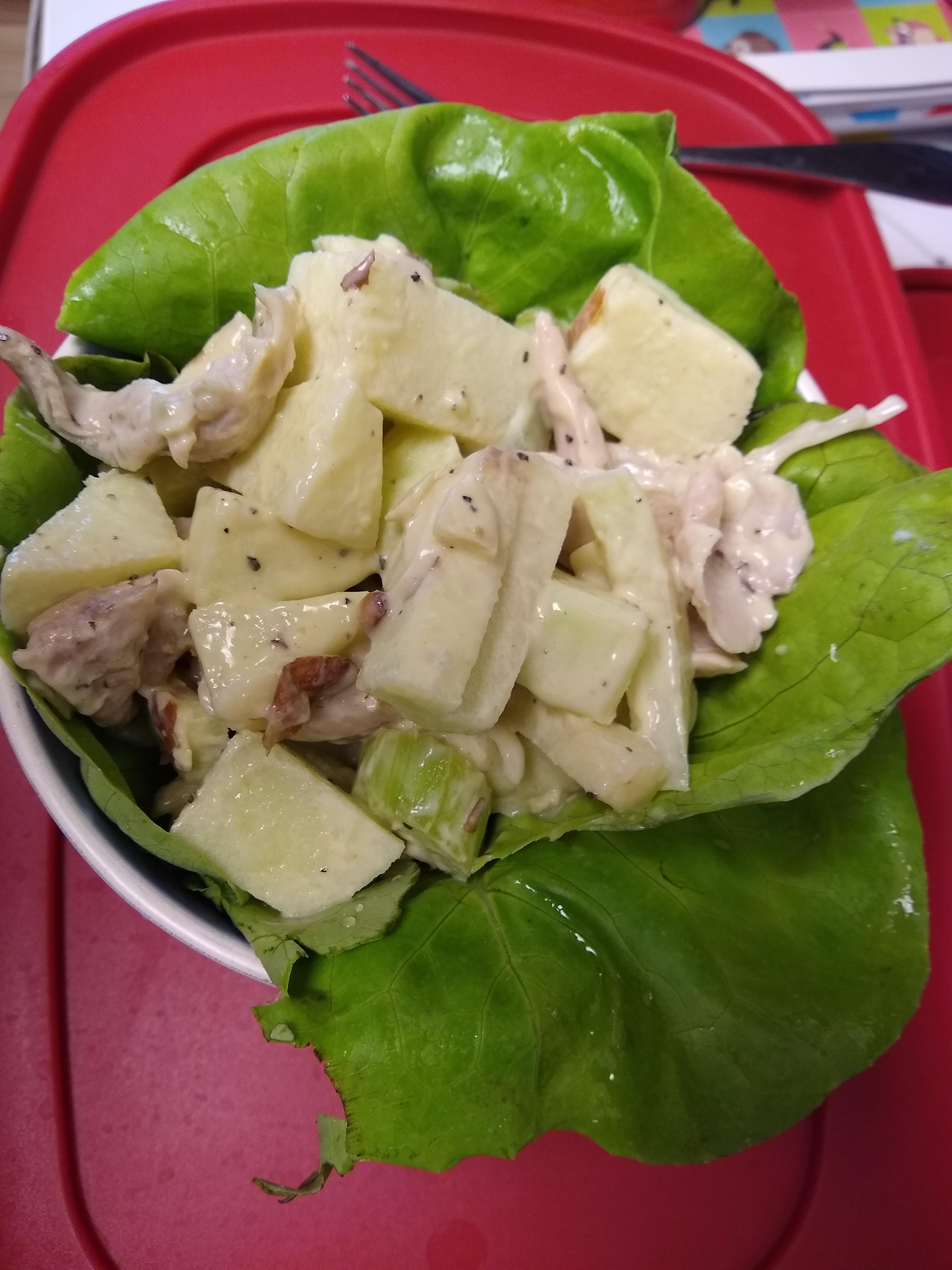 Chicken salad with granny smith apples, almonds and granny smith apples