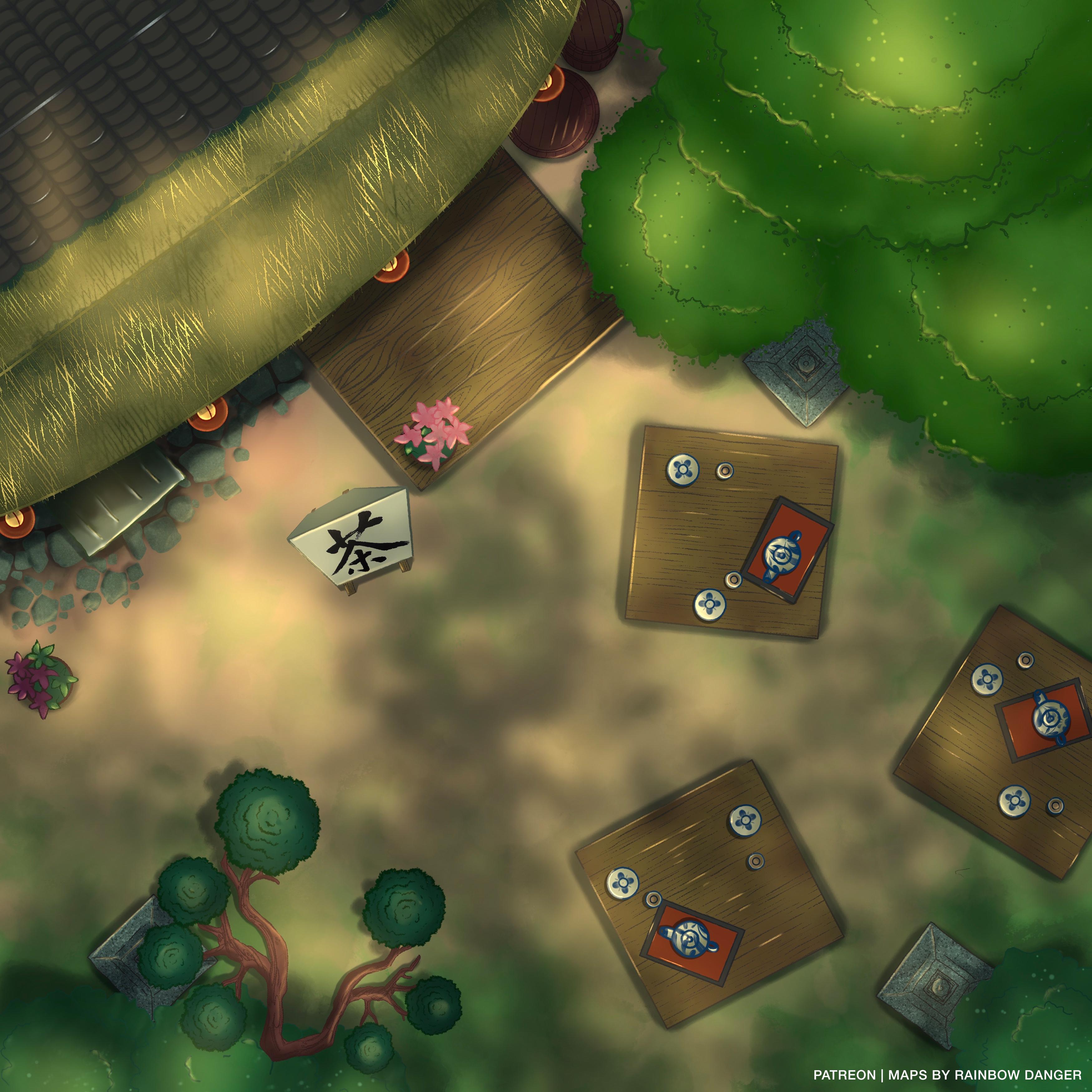 Japanese Tea House Map [25x25] [Gridless] (Link in comments) r/battlemaps