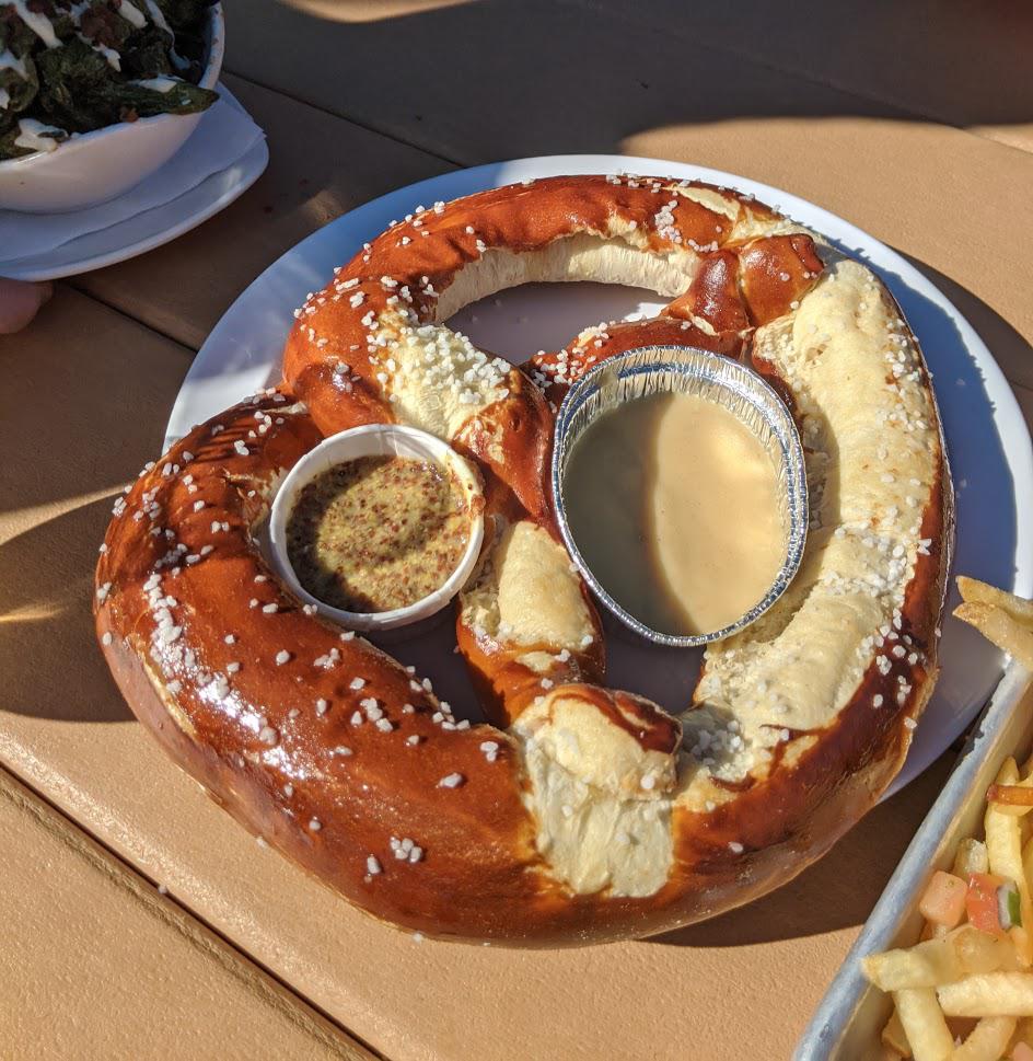[I Ate] Bavarian style pretzel with spicy dijon mustard and pimento