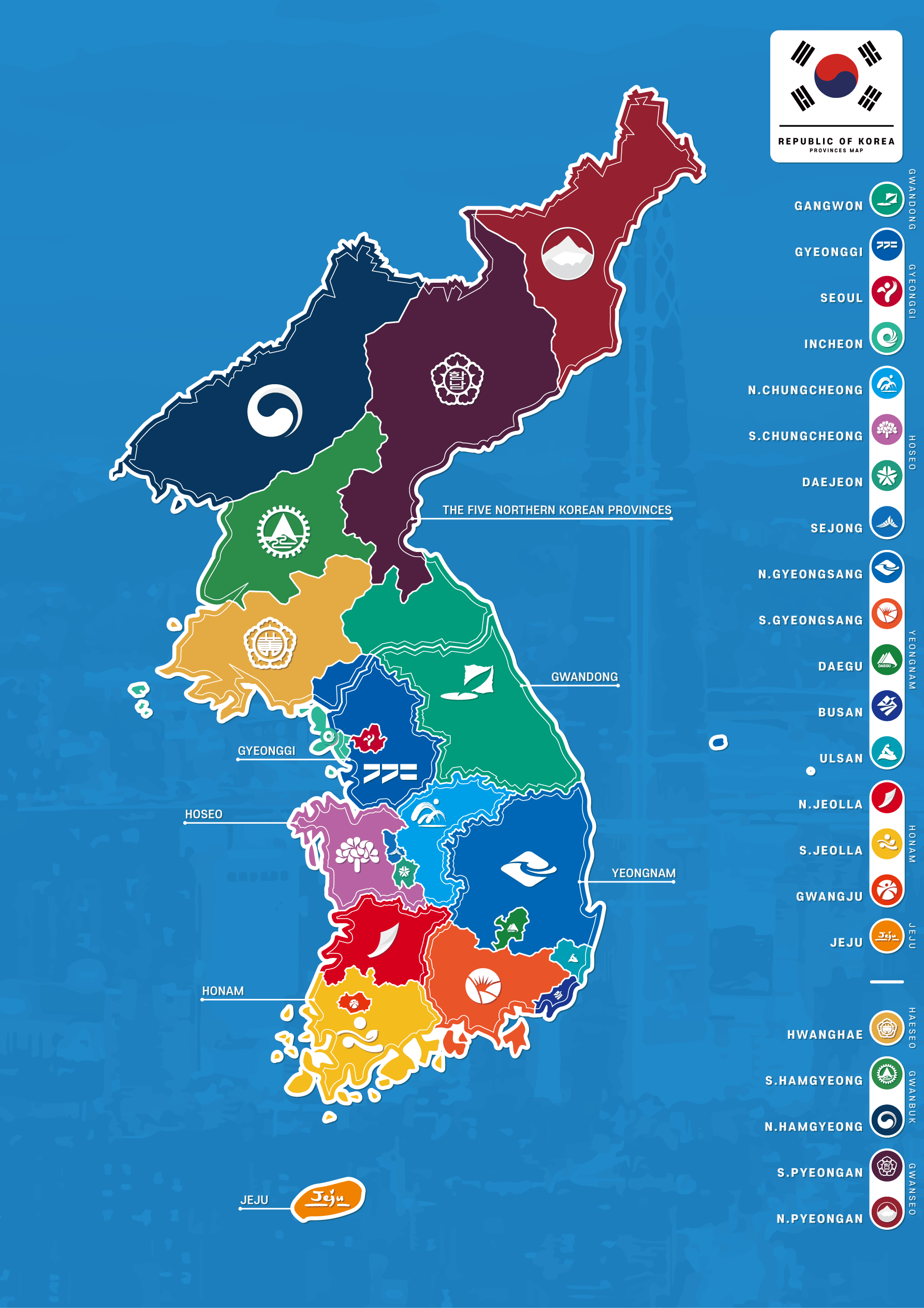 Provinces Map of South Korea r/MapPorn