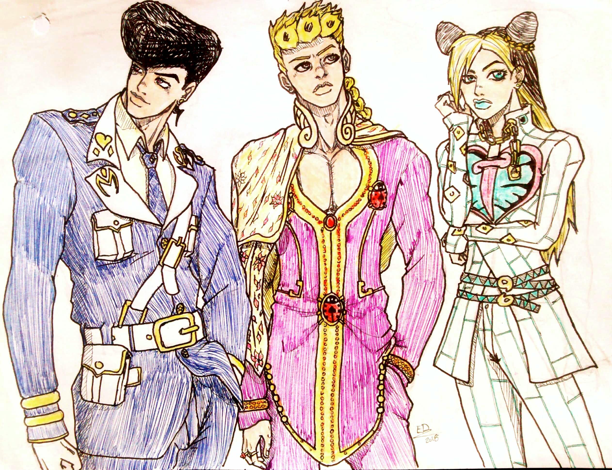 [Fanart] How I imagine Josuke, Giorno and Jolyne grew to look a few