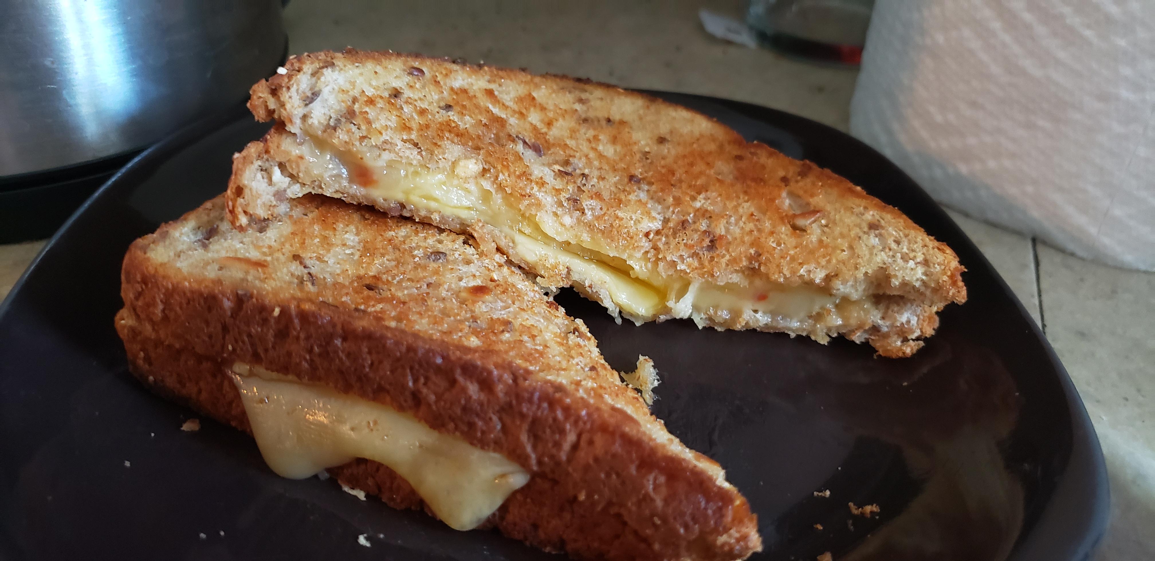 Havarti and Monterey Jack on multigrain bread Grilled Cheese Chirps