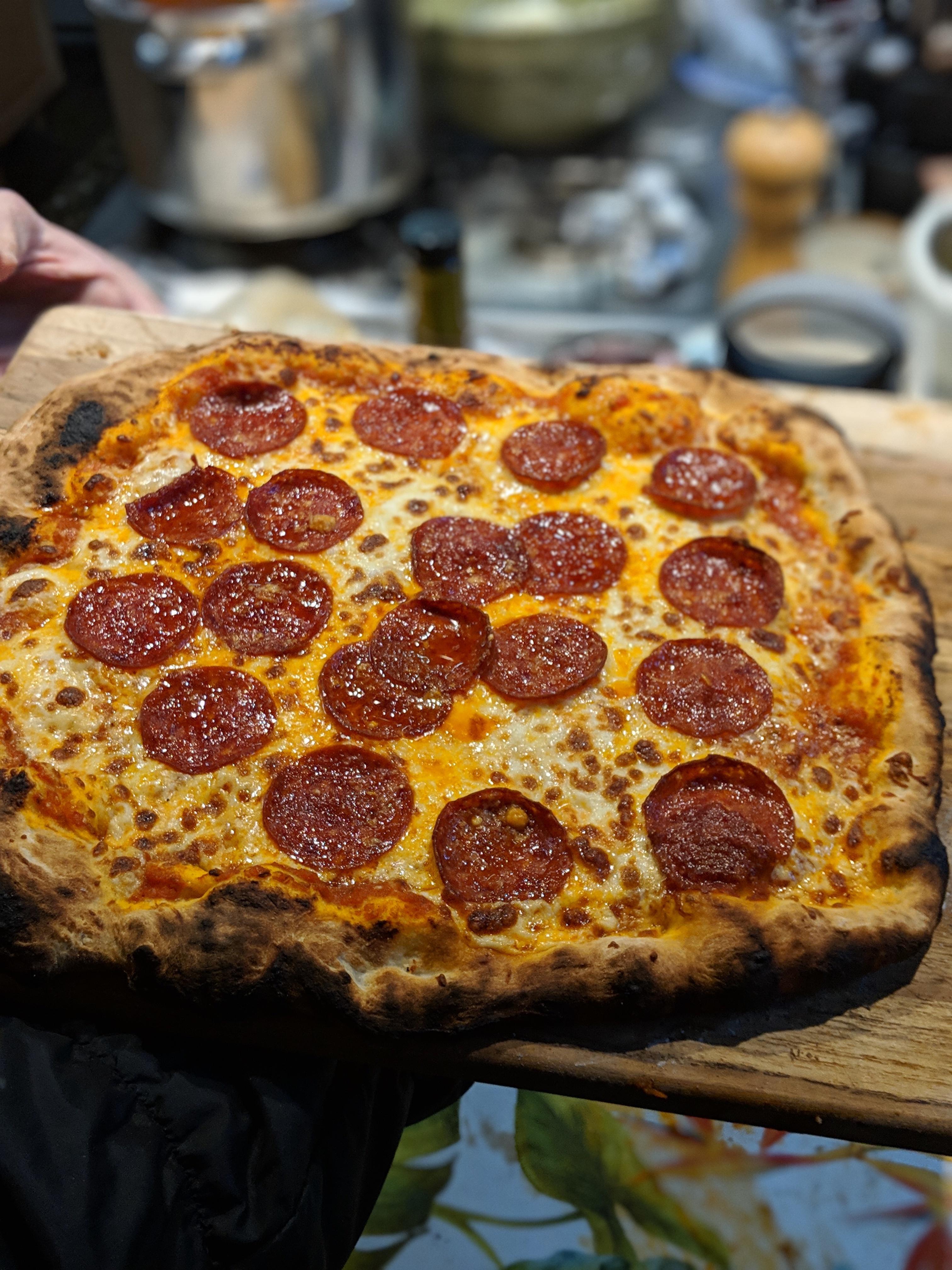 First pepperoni on the new wood fired oven. r/Pizza
