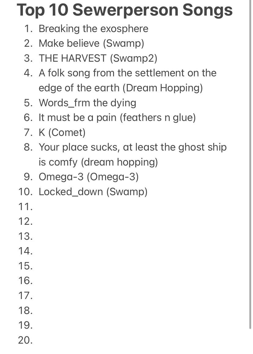 Day 11 of the community top 10 song list. Vote for your favorite sewer