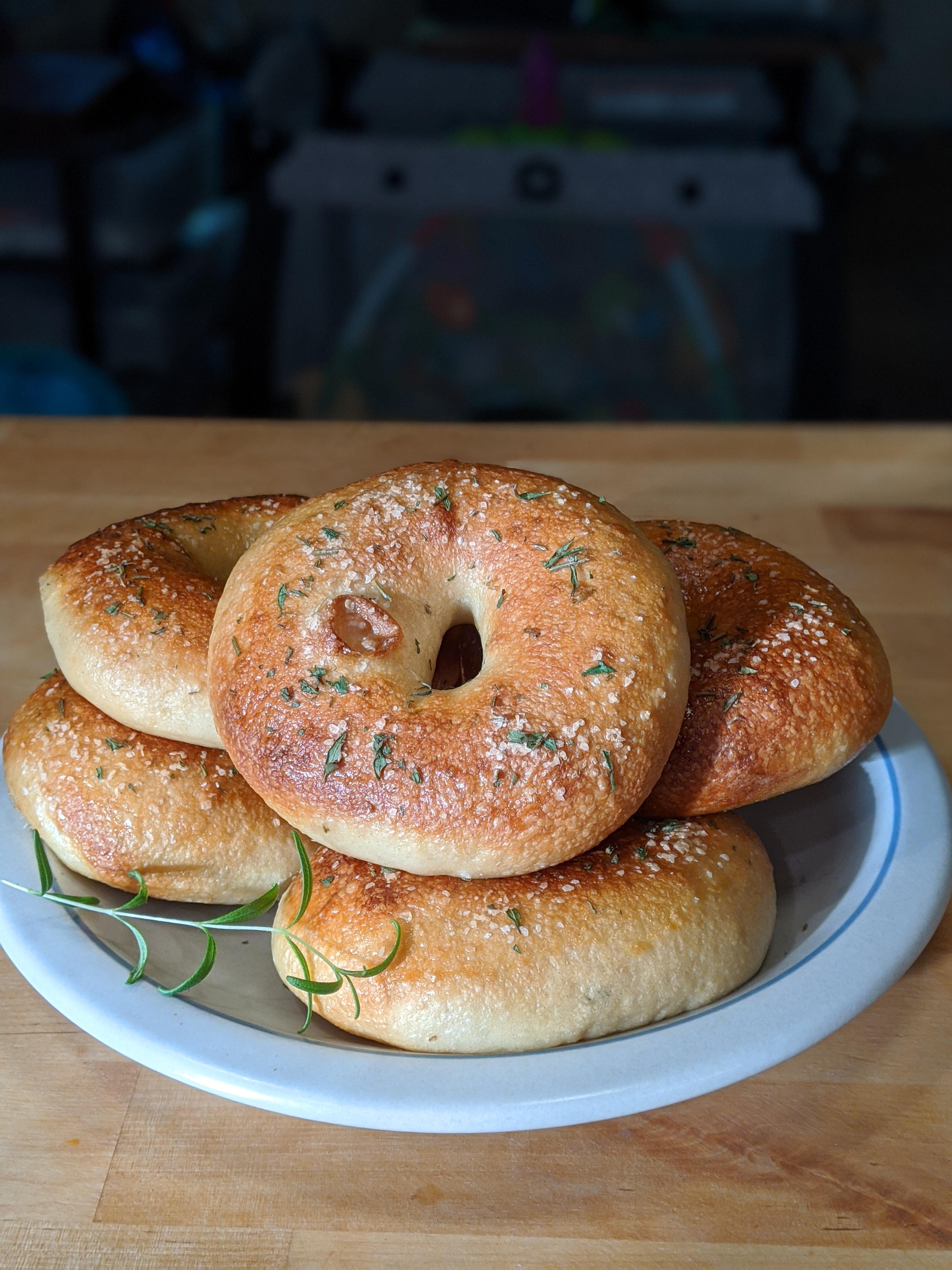 Rosemary Sea Salt bagels r/Breadit
