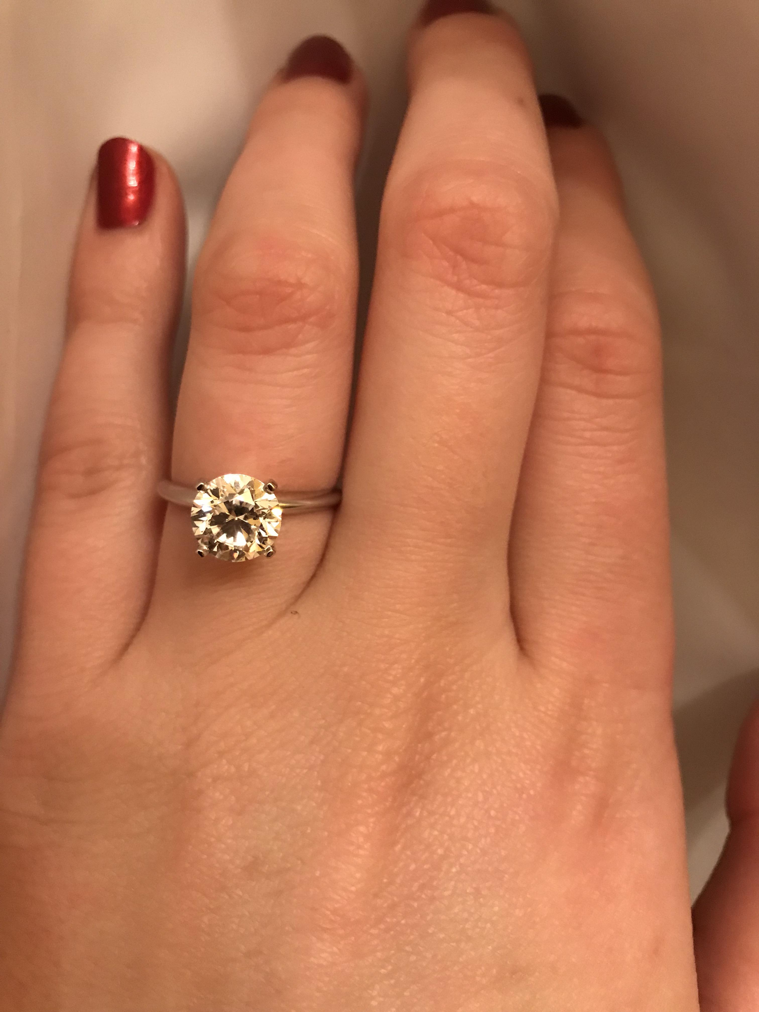 My beautiful 2 carat 4 prong solitaire engagement ring!! ️ so in